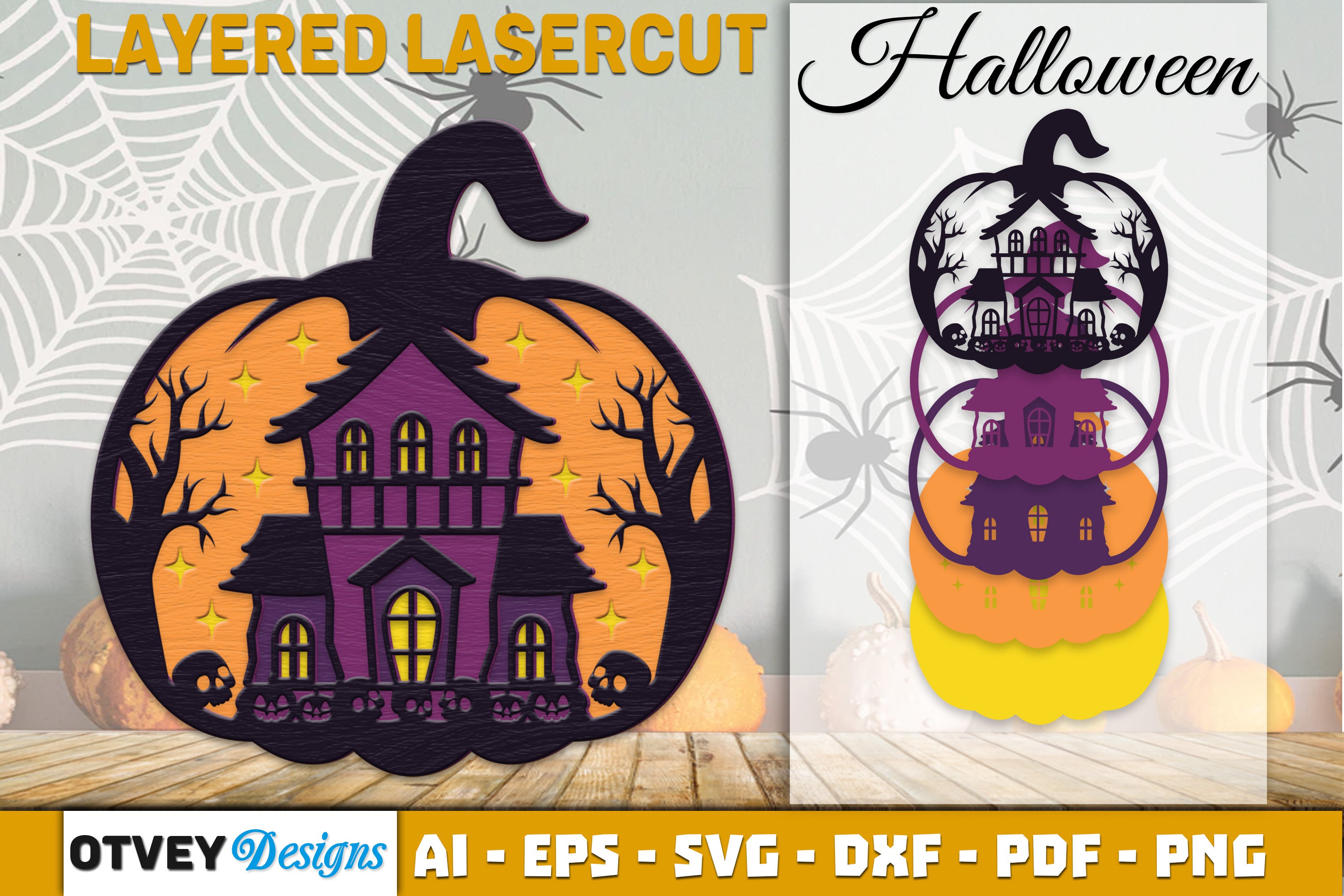Halloween Pumpkin Decor Laser Cut SVG Bundle 4 - CraftNest - Digital Crafting and Art