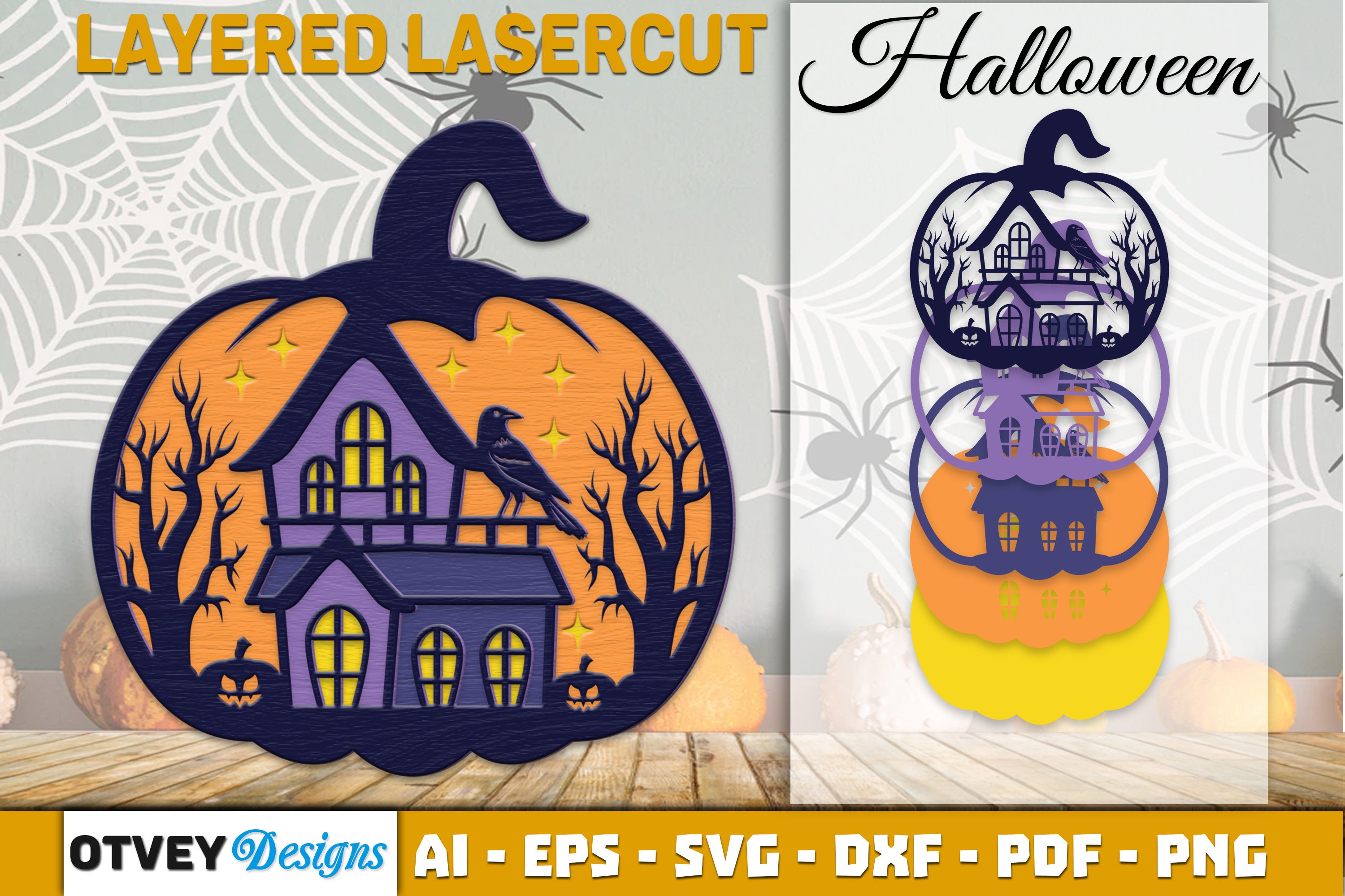 Halloween Pumpkin Decor Laser Cut SVG Bundle 6 - CraftNest - Digital Crafting and Art