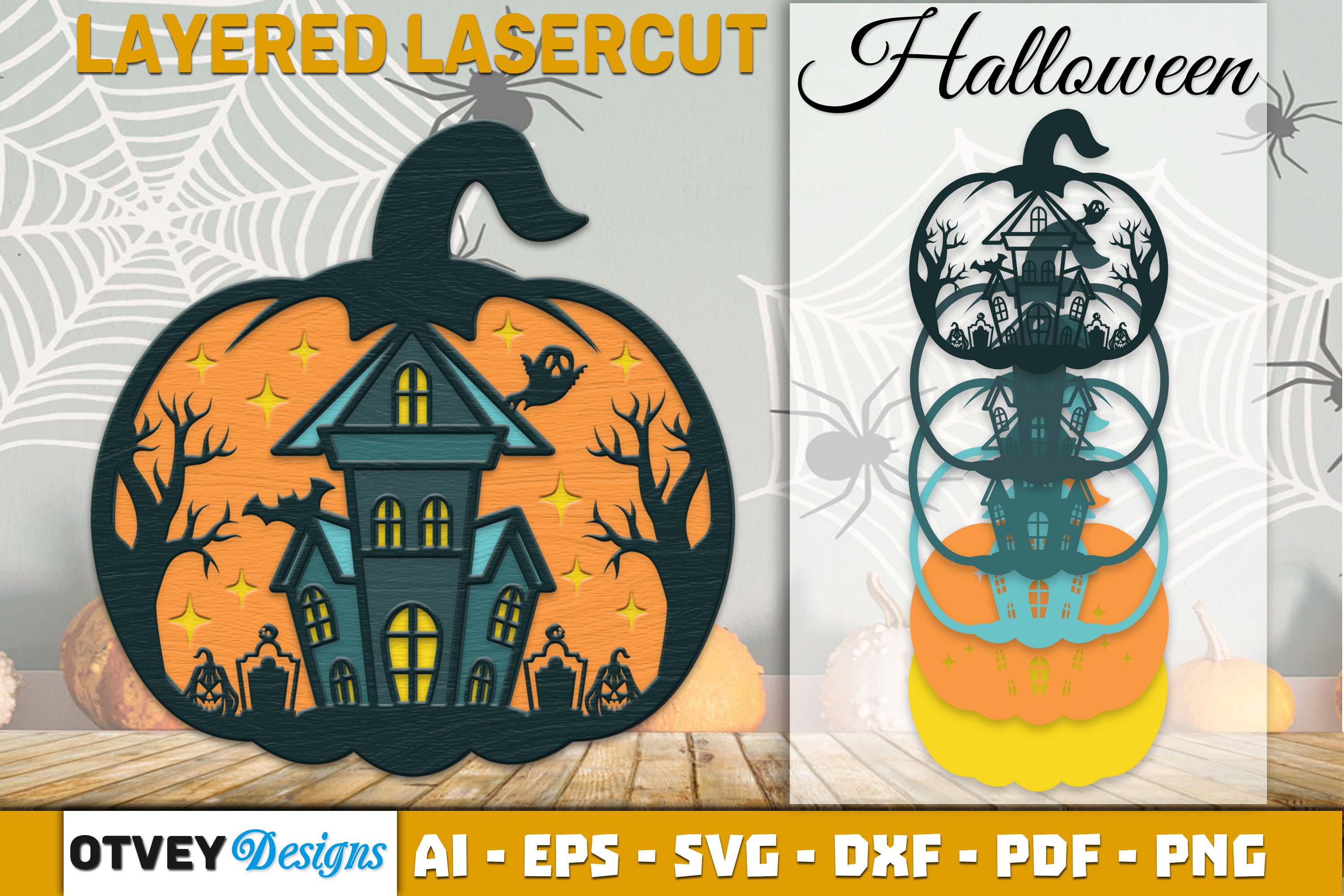 Halloween Pumpkin Decor Laser Cut SVG Bundle 9 - CraftNest - Digital Crafting and Art