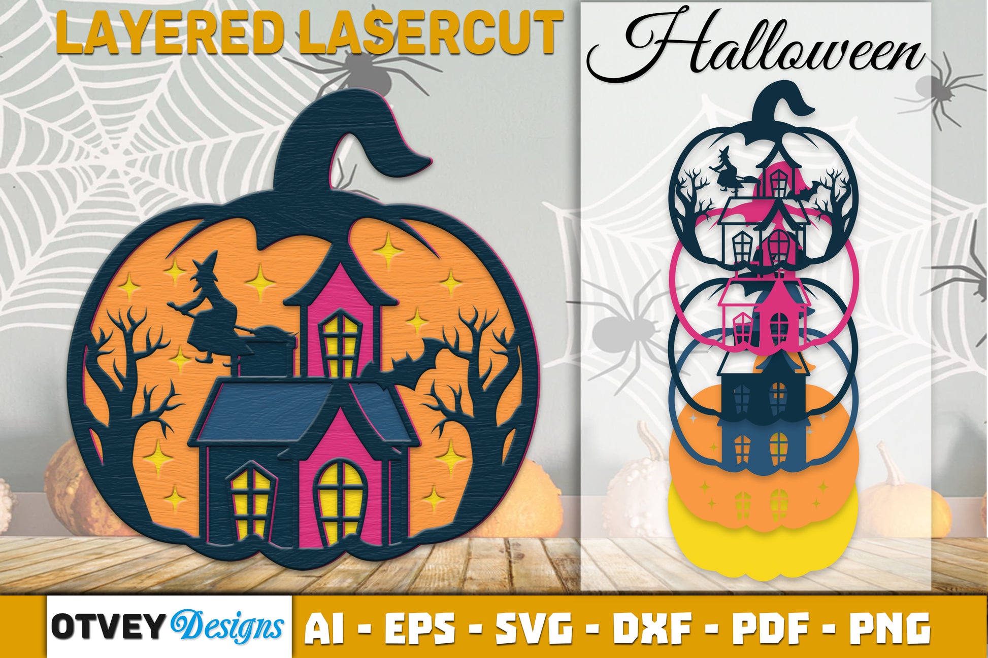 Halloween Pumpkin Decor Laser Cut SVG Bundle 11 - CraftNest - Digital Crafting and Art