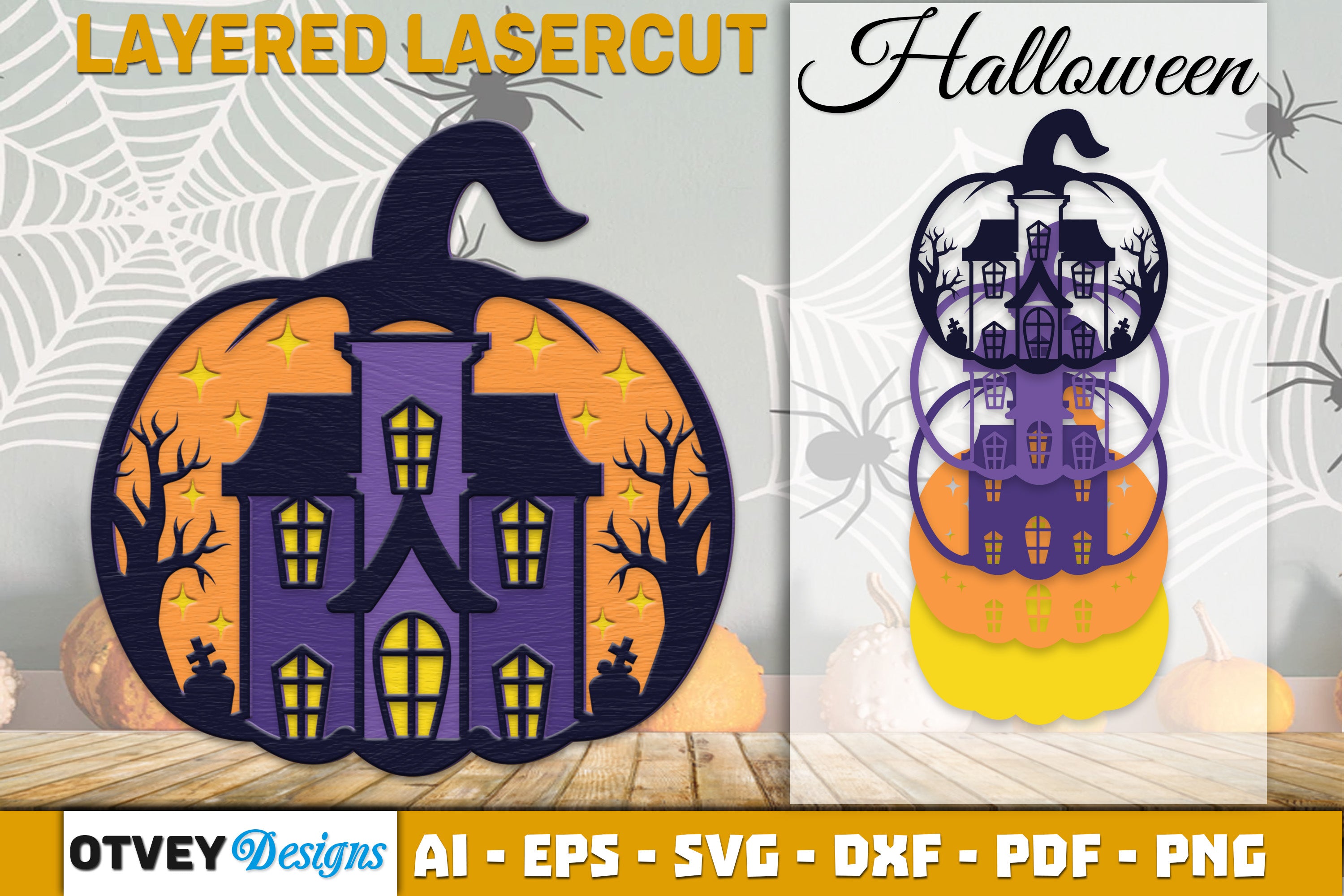 Halloween Pumpkin Decor Laser Cut SVG Bundle 12 - CraftNest - Digital Crafting and Art