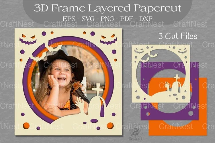 Halloween Layered 3D Frame SVG Bundle - CraftNest - Digital Crafting and Art