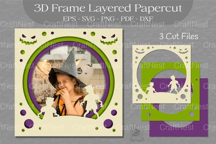 Halloween Layered 3D Frame SVG Bundle - CraftNest - Digital Crafting and Art