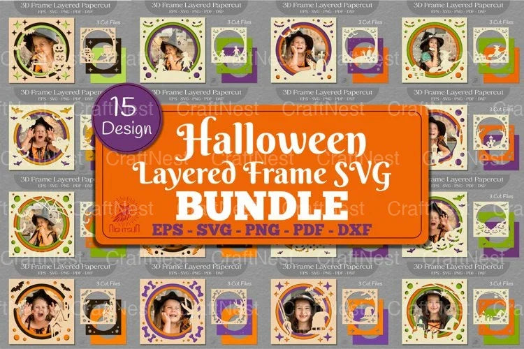 Halloween Layered Frame SVG Bundle - CraftNest - Digital Crafting and Art