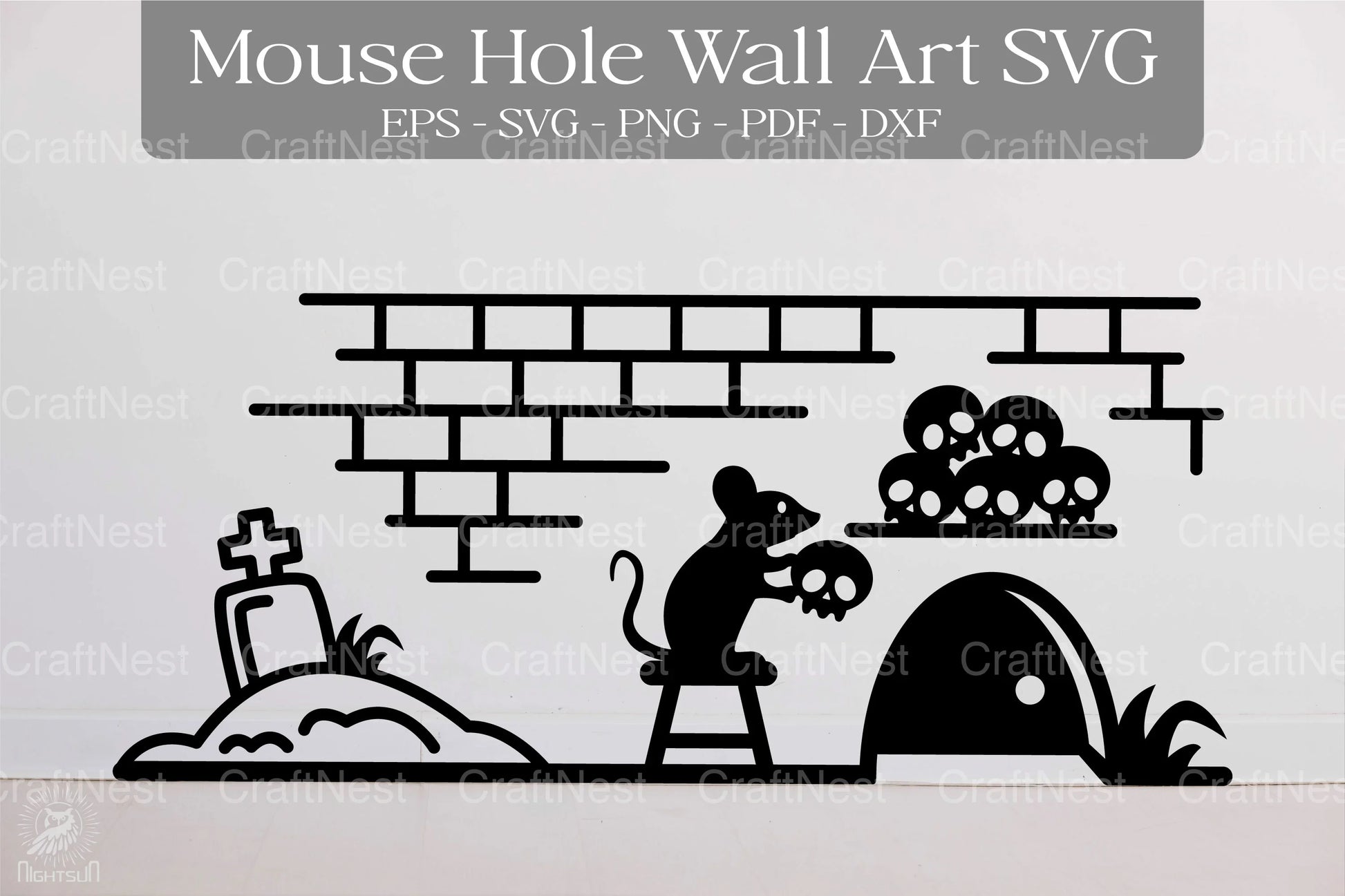 Halloween Mouse Hole Wall Decor Sticker Clipart Bundle - CraftNest - Digital Crafting and Art