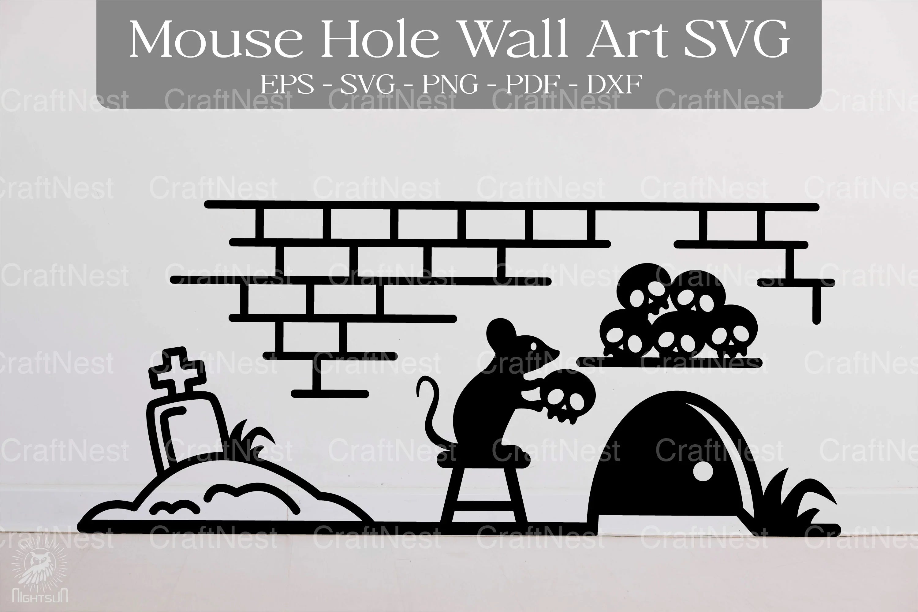 Halloween Mouse Hole Wall Decor Sticker Clipart Bundle - CraftNest - Digital Crafting and Art