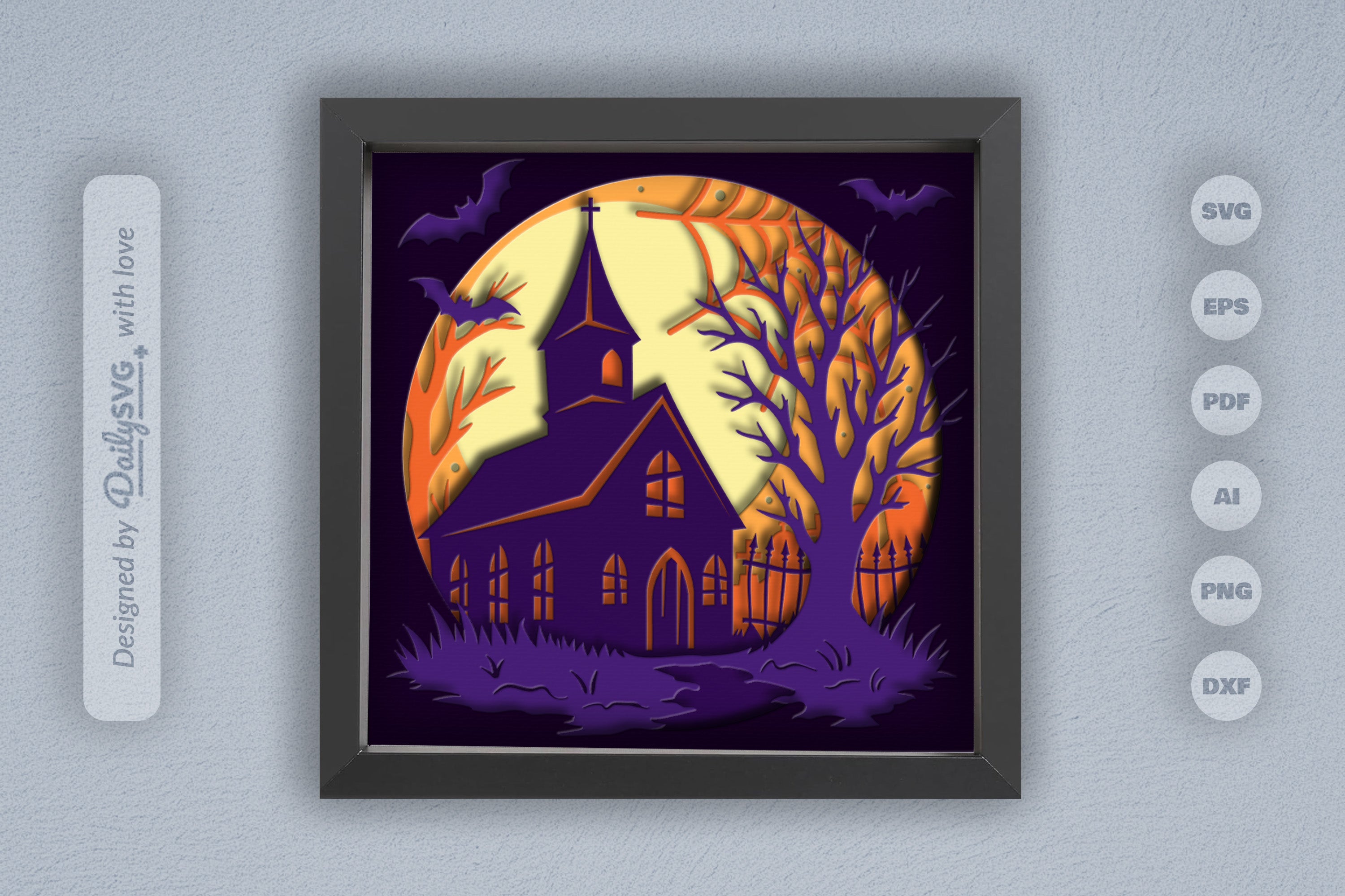 Spooky Halloween Night Scene with Old Church