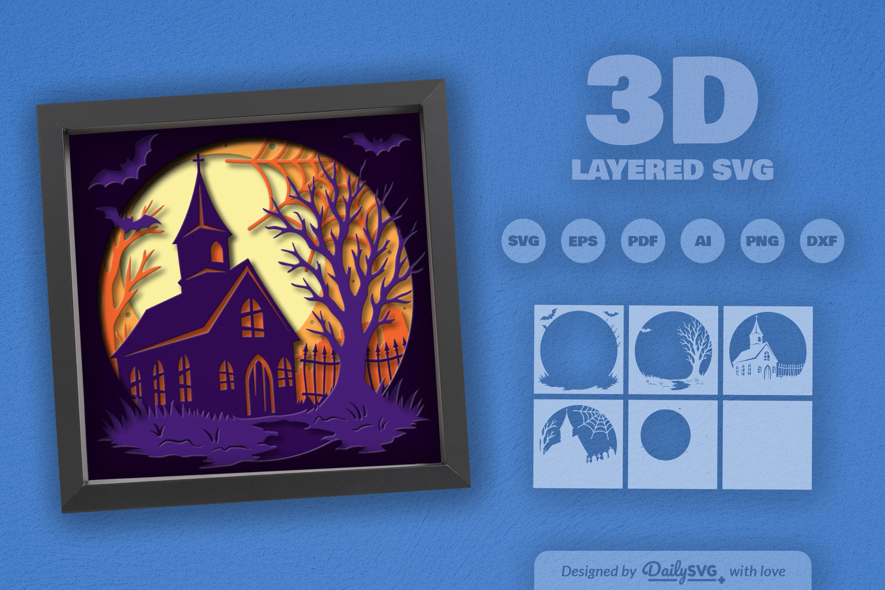 Spooky Halloween Night Scene with Old Church