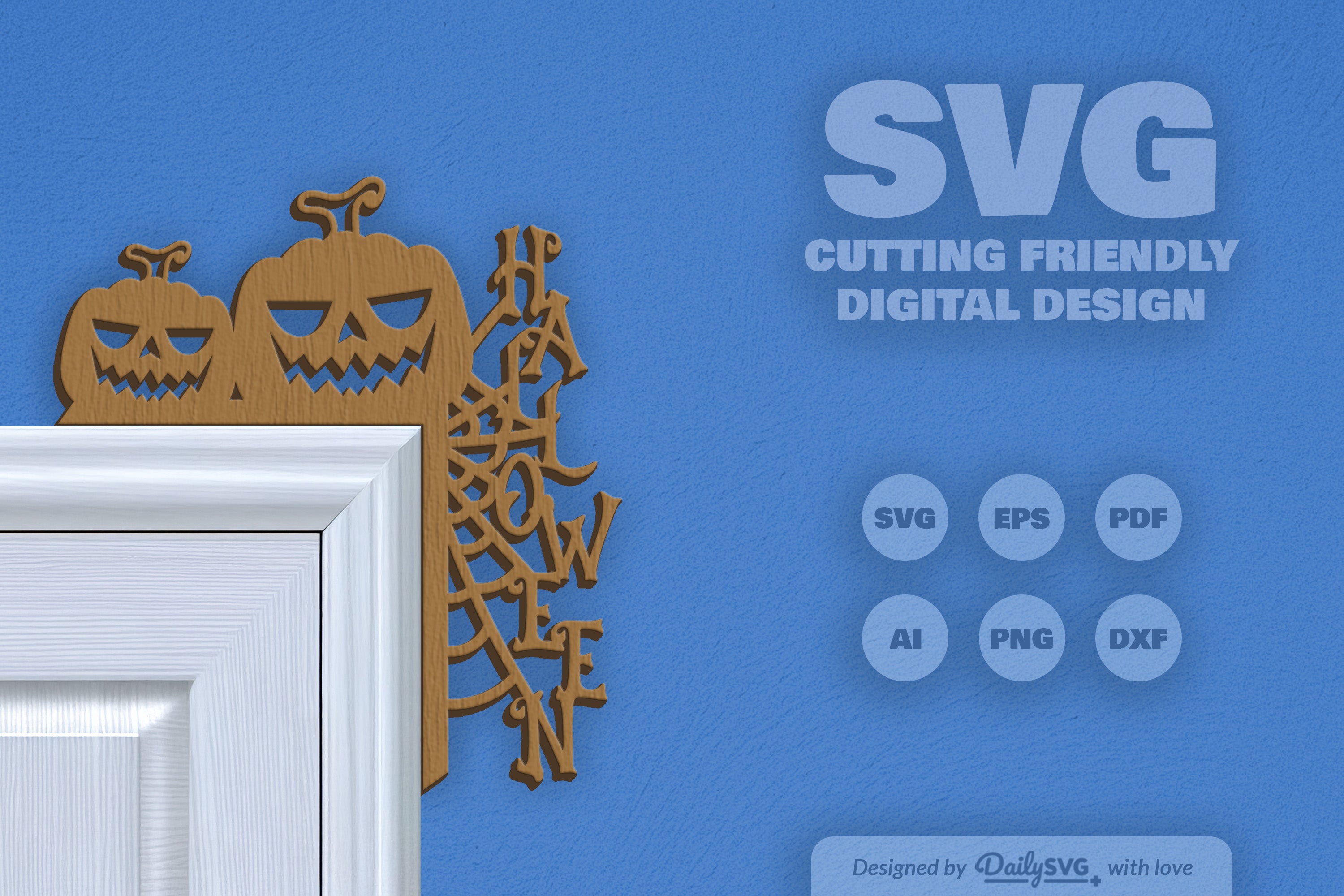 Halloween Pumpkin Door Corner Laser Cut Clipart SVG Bundle