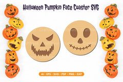 Halloween Pumpkin Face Coaster SVG Bundle - CraftNest - Digital Crafting and Art