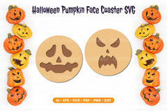 Halloween Pumpkin Face Coaster SVG Bundle - CraftNest - Digital Crafting and Art