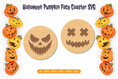 Halloween Pumpkin Face Coaster SVG Bundle - Clipart Bundle - CraftNest - Digital Crafting and Art