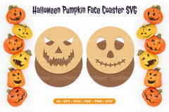 Halloween Pumpkin Face Coaster SVG Bundle - CraftNest - Digital Crafting and Art