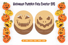 Halloween Pumpkin Face Coaster SVG Bundle - CraftNest - Digital Crafting and Art