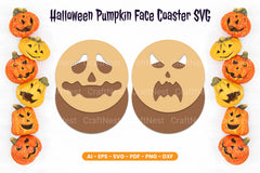 Halloween Pumpkin Face Coaster SVG Bundle - CraftNest - Digital Crafting and Art