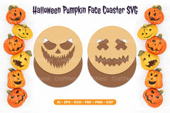 Halloween Pumpkin Face Coaster SVG Bundle - Clipart Bundle - CraftNest - Digital Crafting and Art