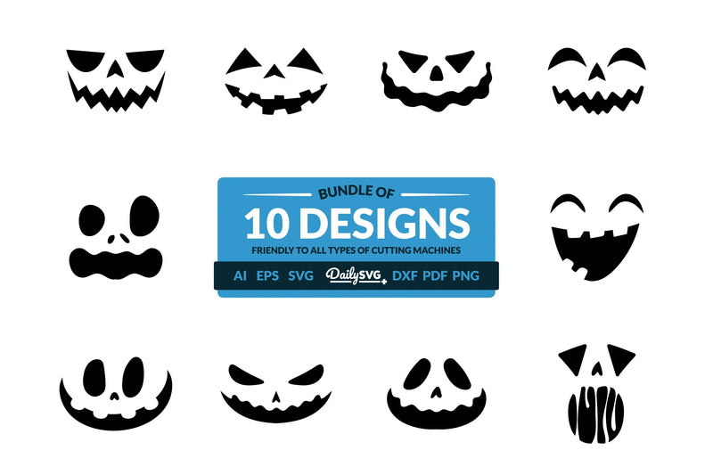 Halloween Pumpkin Face Clipart - Daily SVG Bundles - CraftNest - Digital Crafting and Art