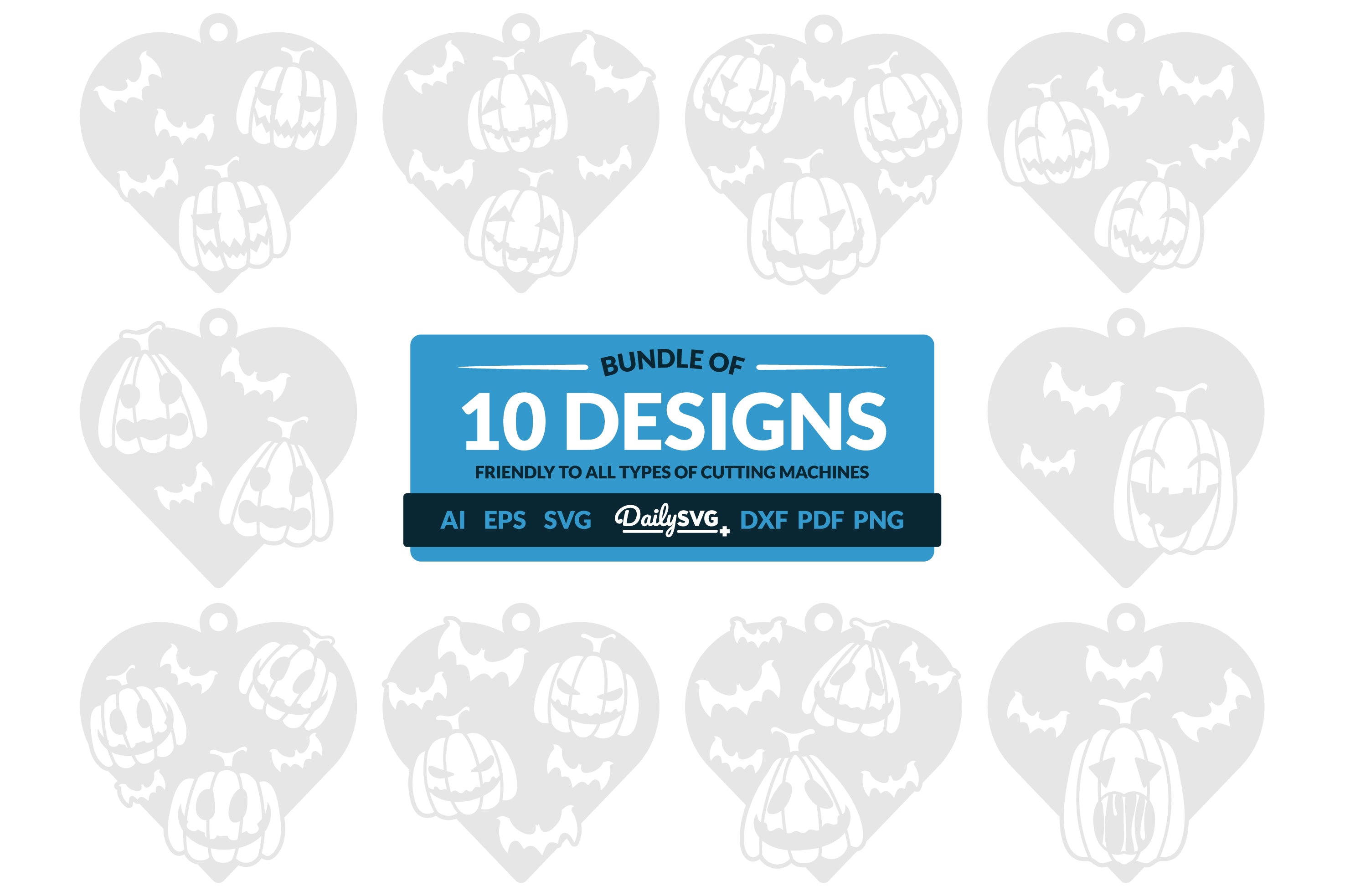 Halloween Pumpkin Heart Keychain Clipart SVG Bundle