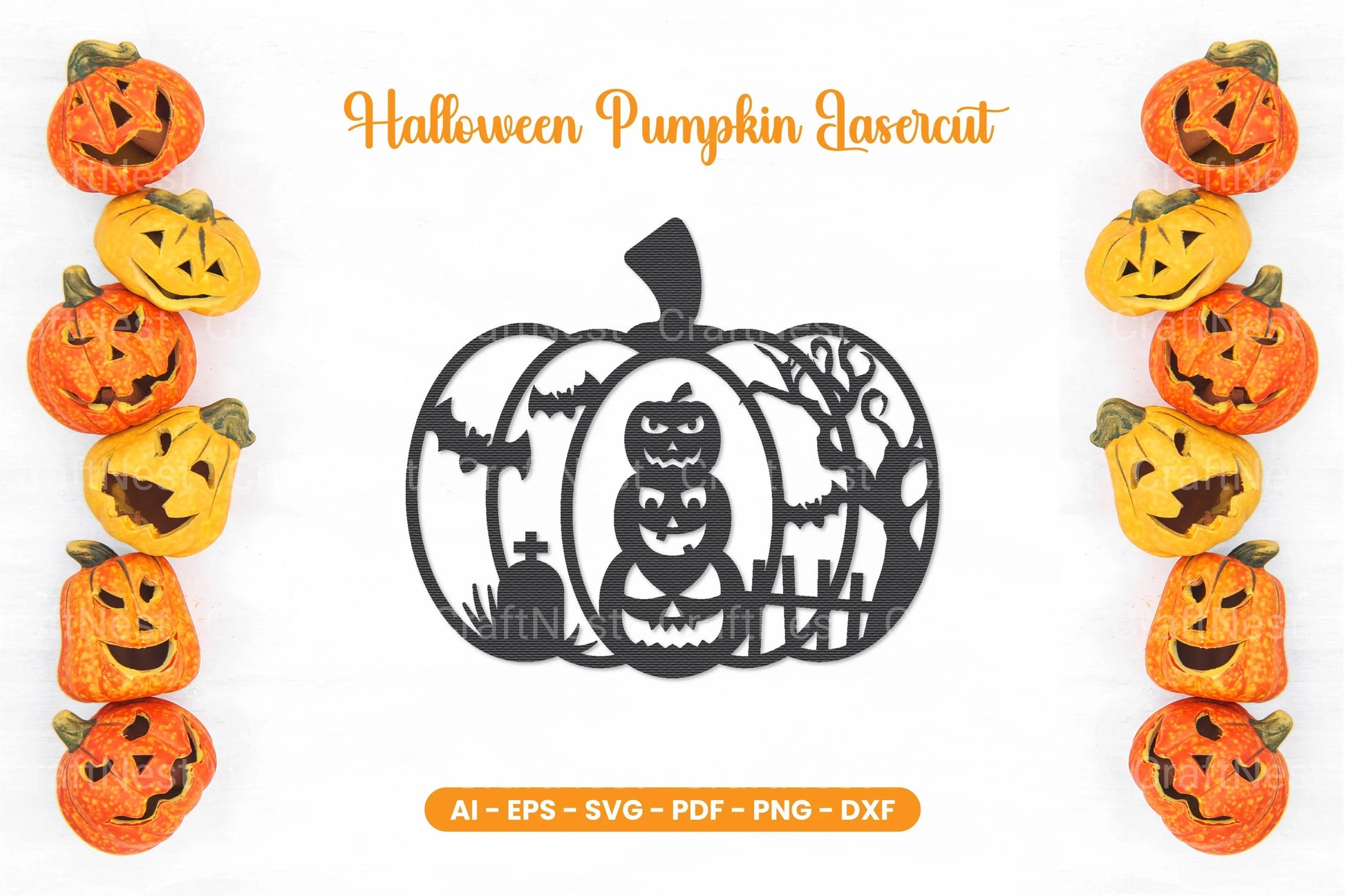 Halloween Pumpkin Lasercut SVG Bundle - CraftNest - Digital Crafting and Art