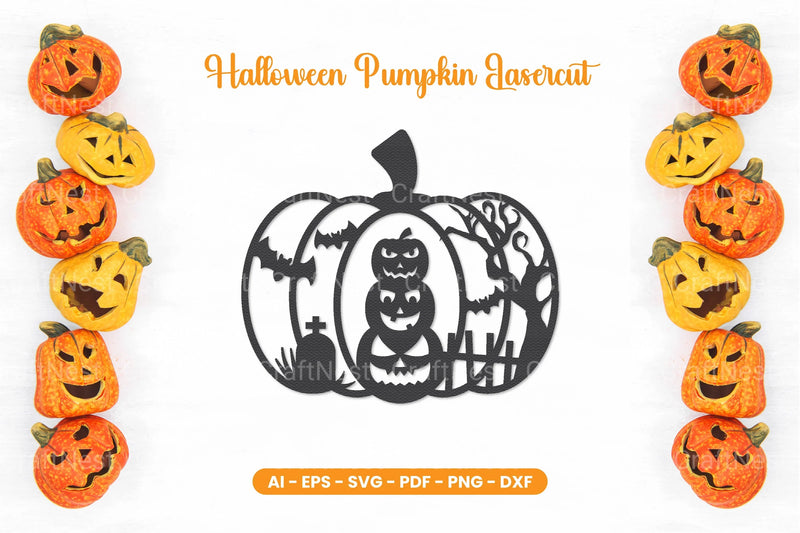 Halloween Pumpkin Lasercut SVG Bundle - CraftNest - Digital Crafting and Art