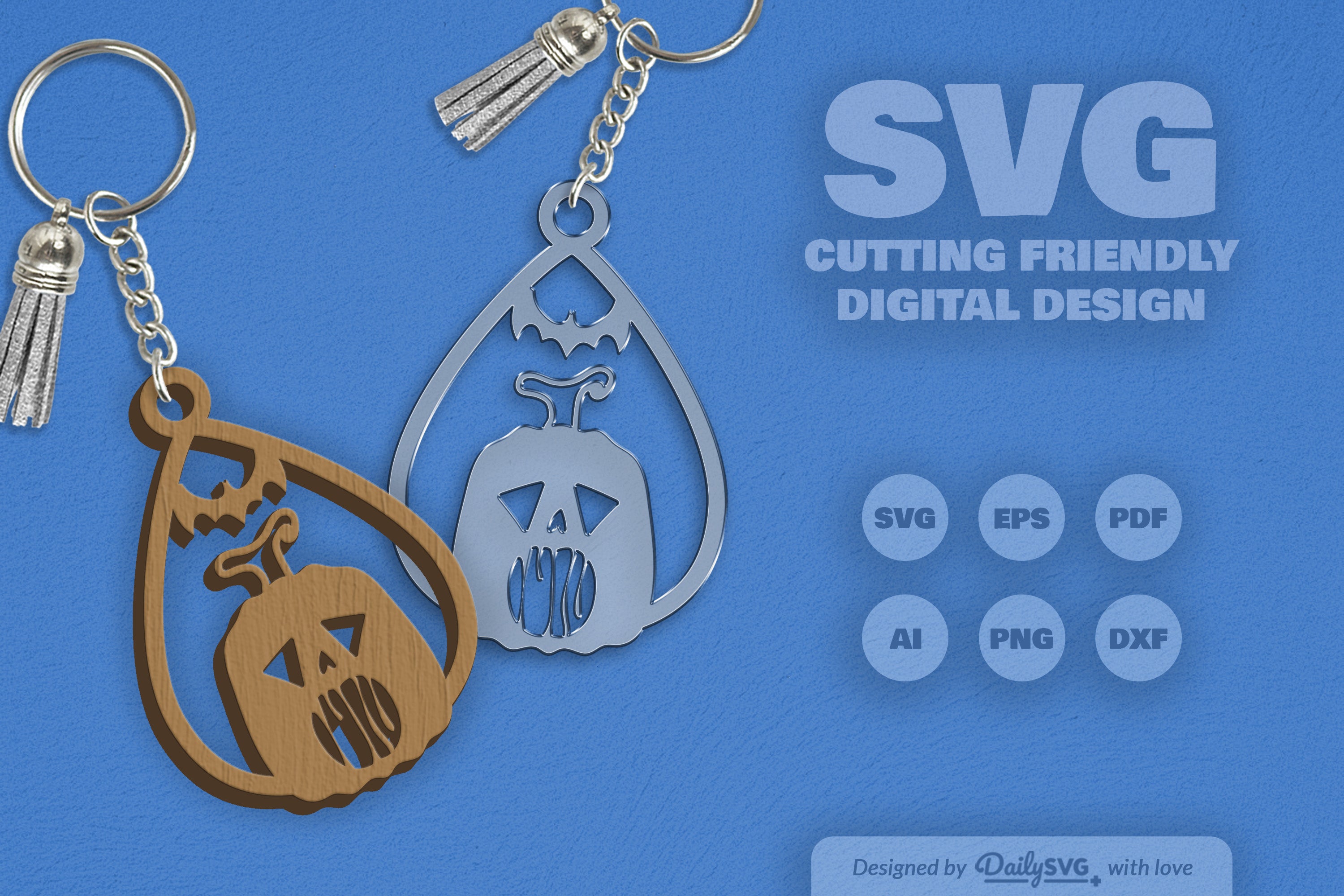 Halloween Pumpkin Tear Drop Keychain Clipart