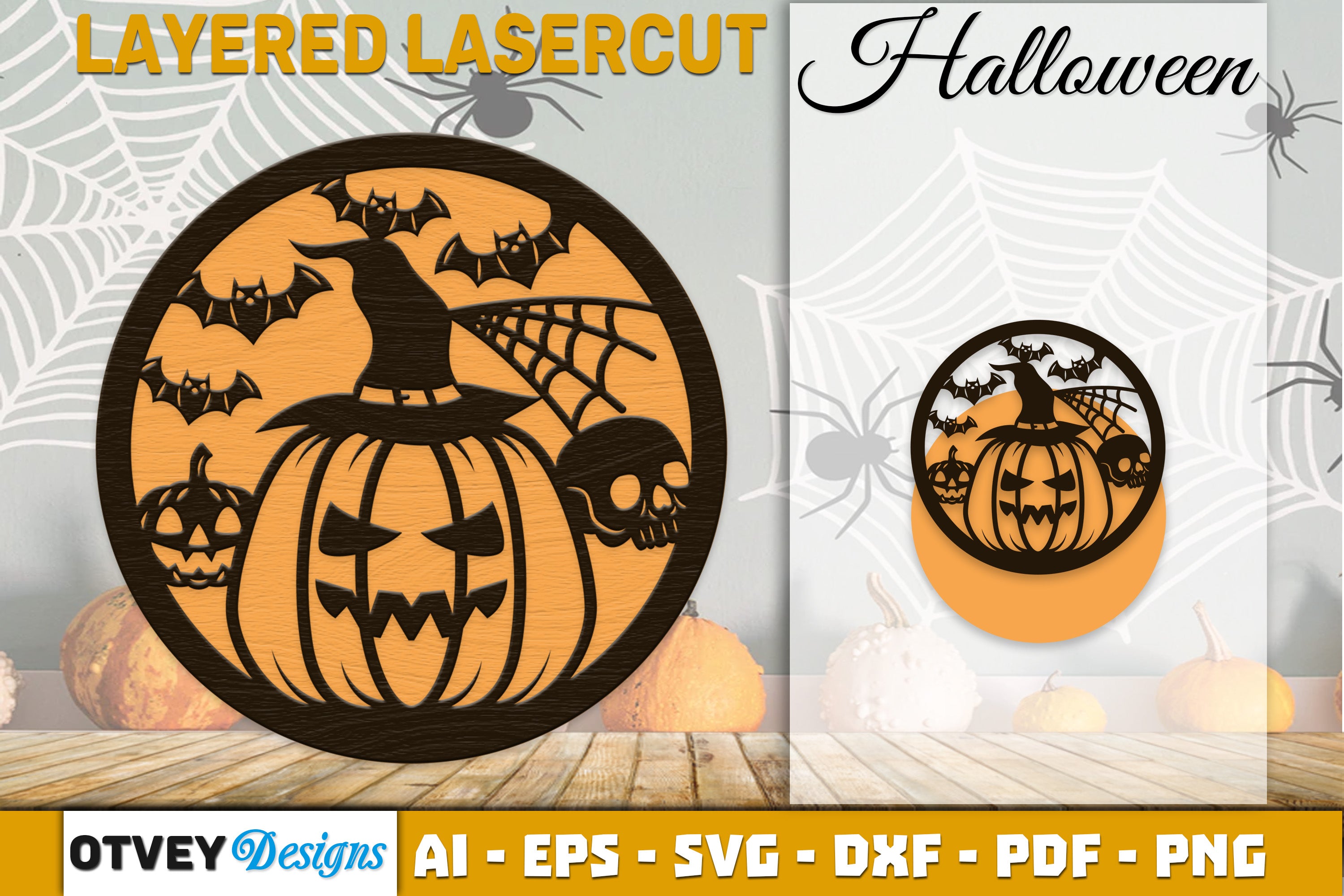 Halloween Round Layered Lasercut SVG Bundle