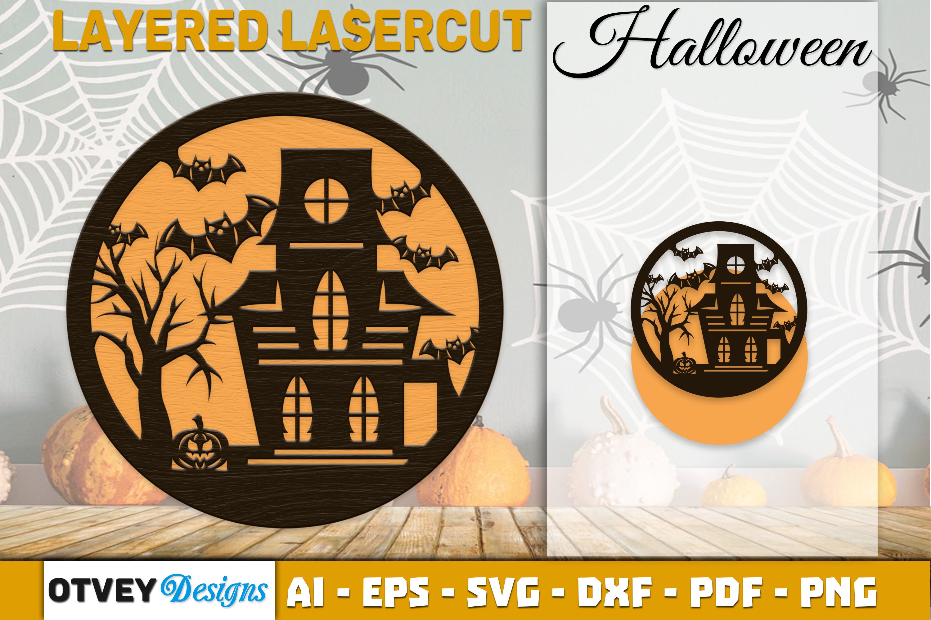 Halloween Round Layered Lasercut SVG Bundle