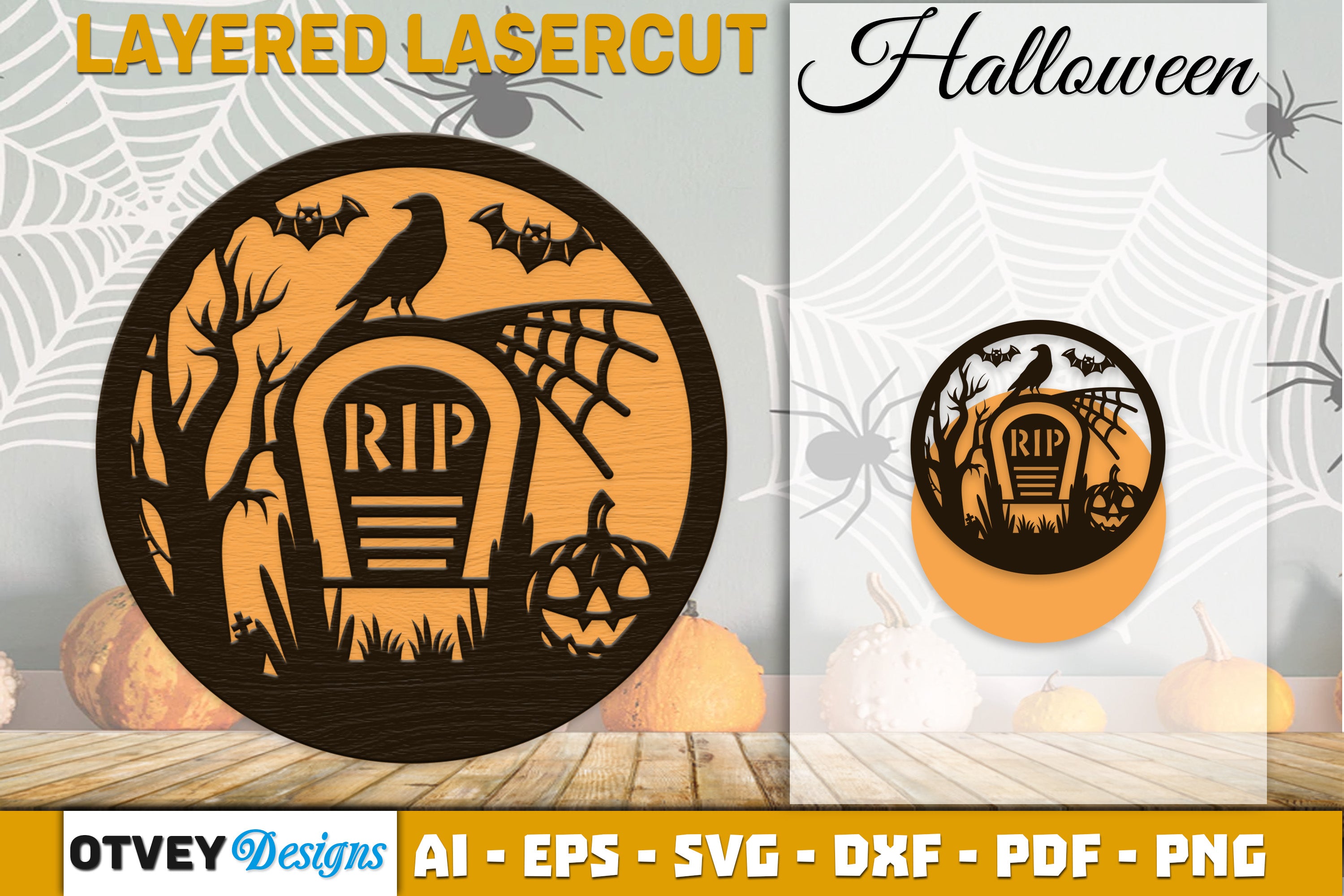 Halloween Round Layered Lasercut SVG Bundle