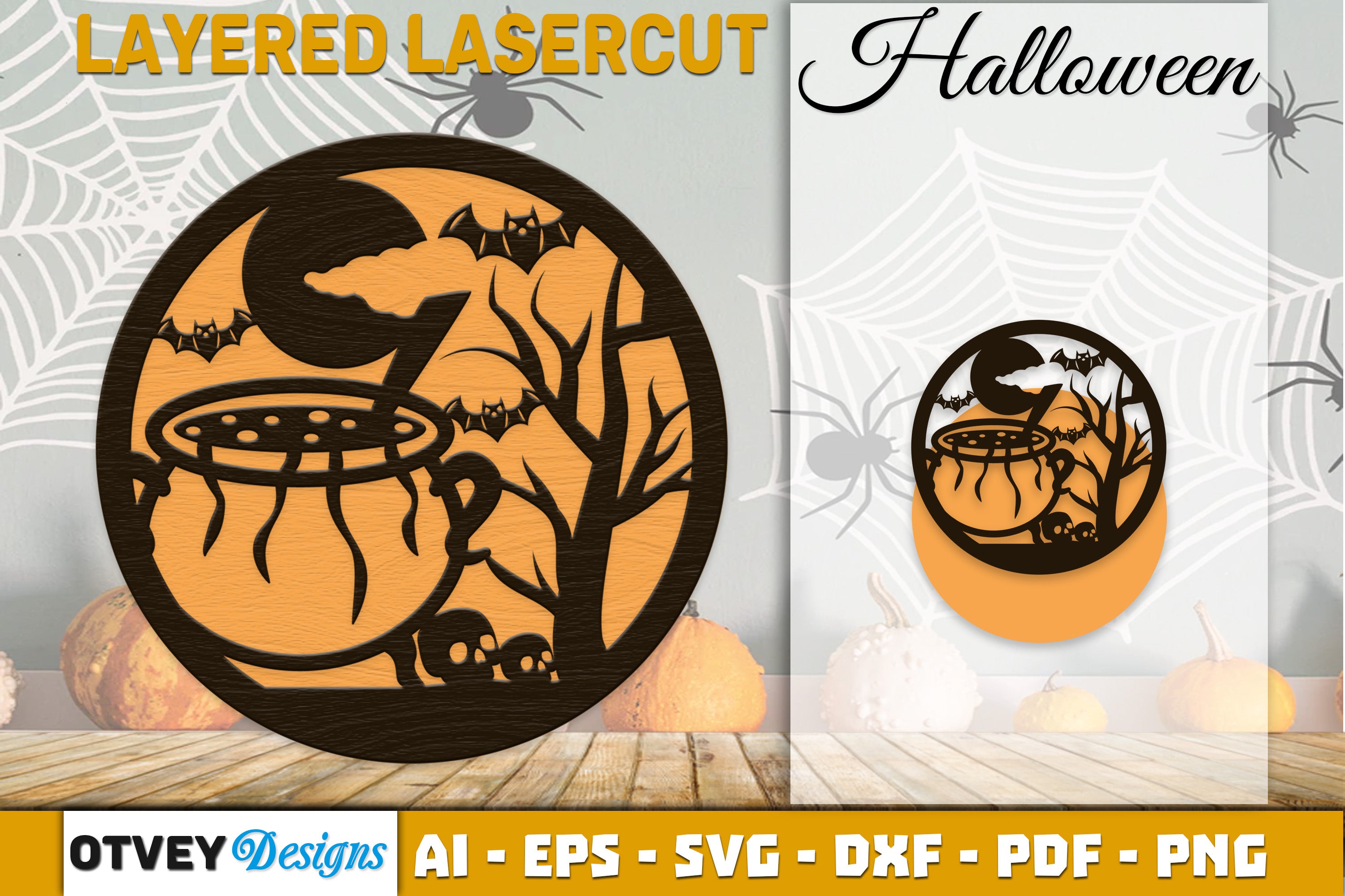 Halloween Round Layered Lasercut SVG Bundle