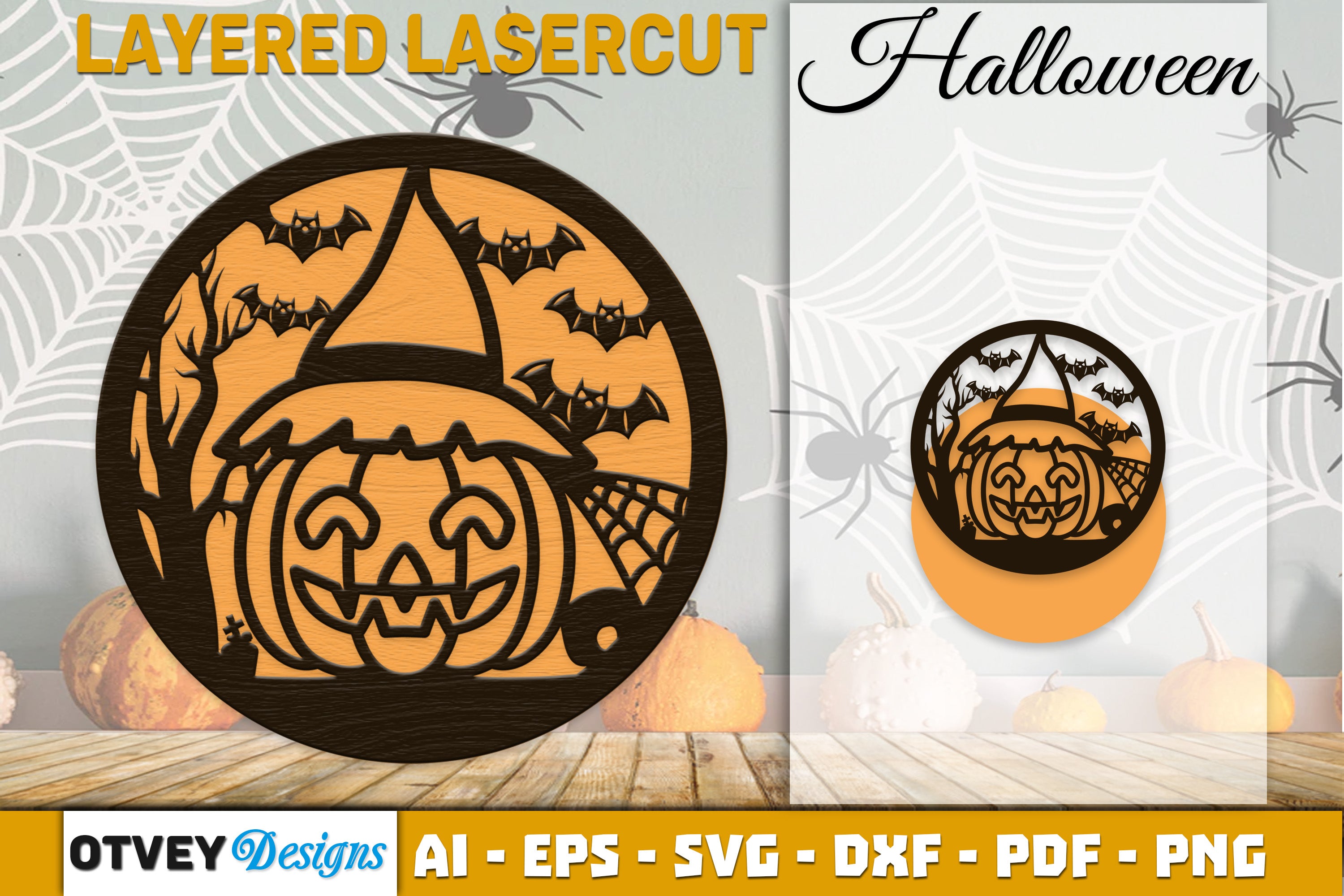 Halloween Round Layered Lasercut SVG Bundle