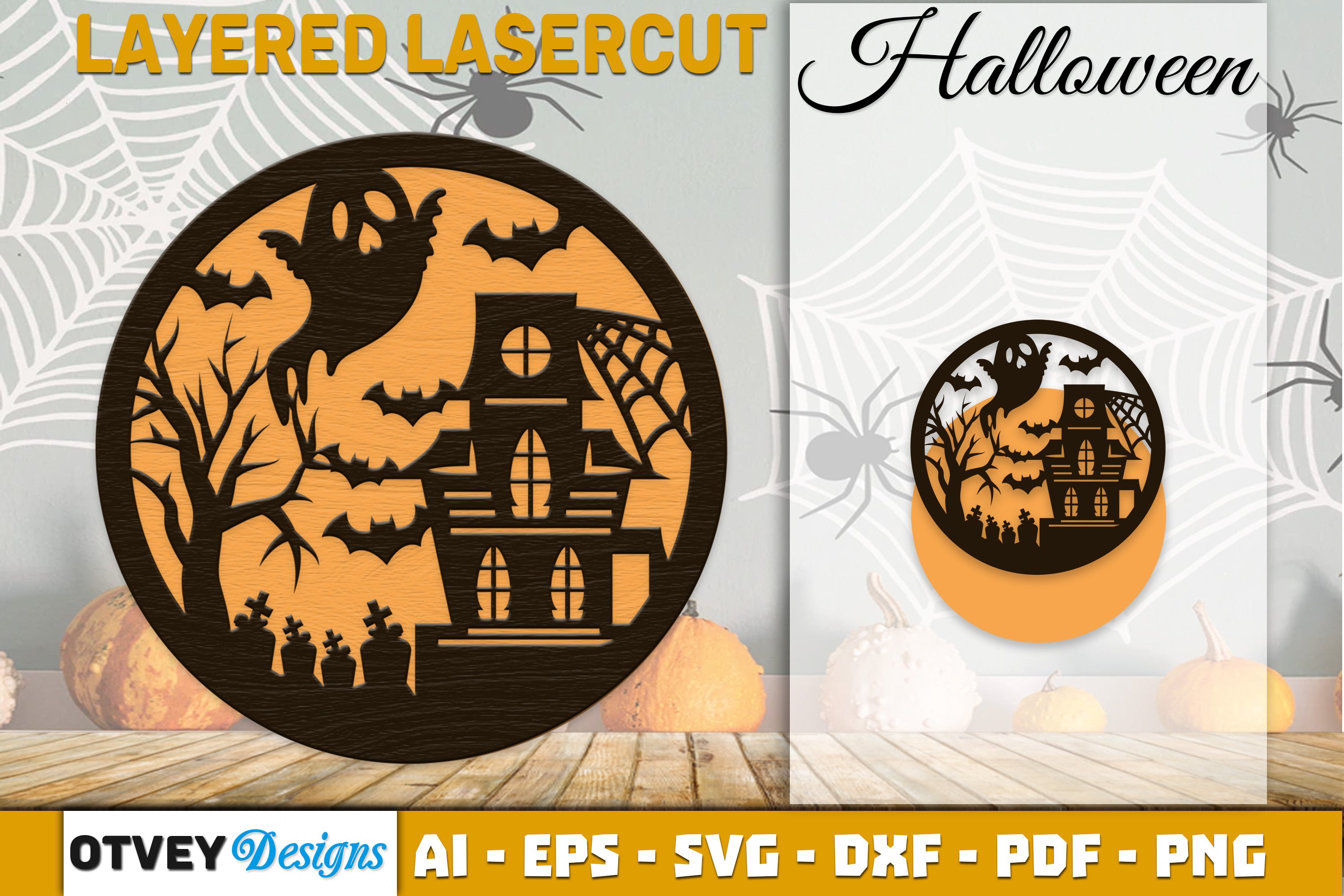 Halloween Round Layered Lasercut SVG Bundle