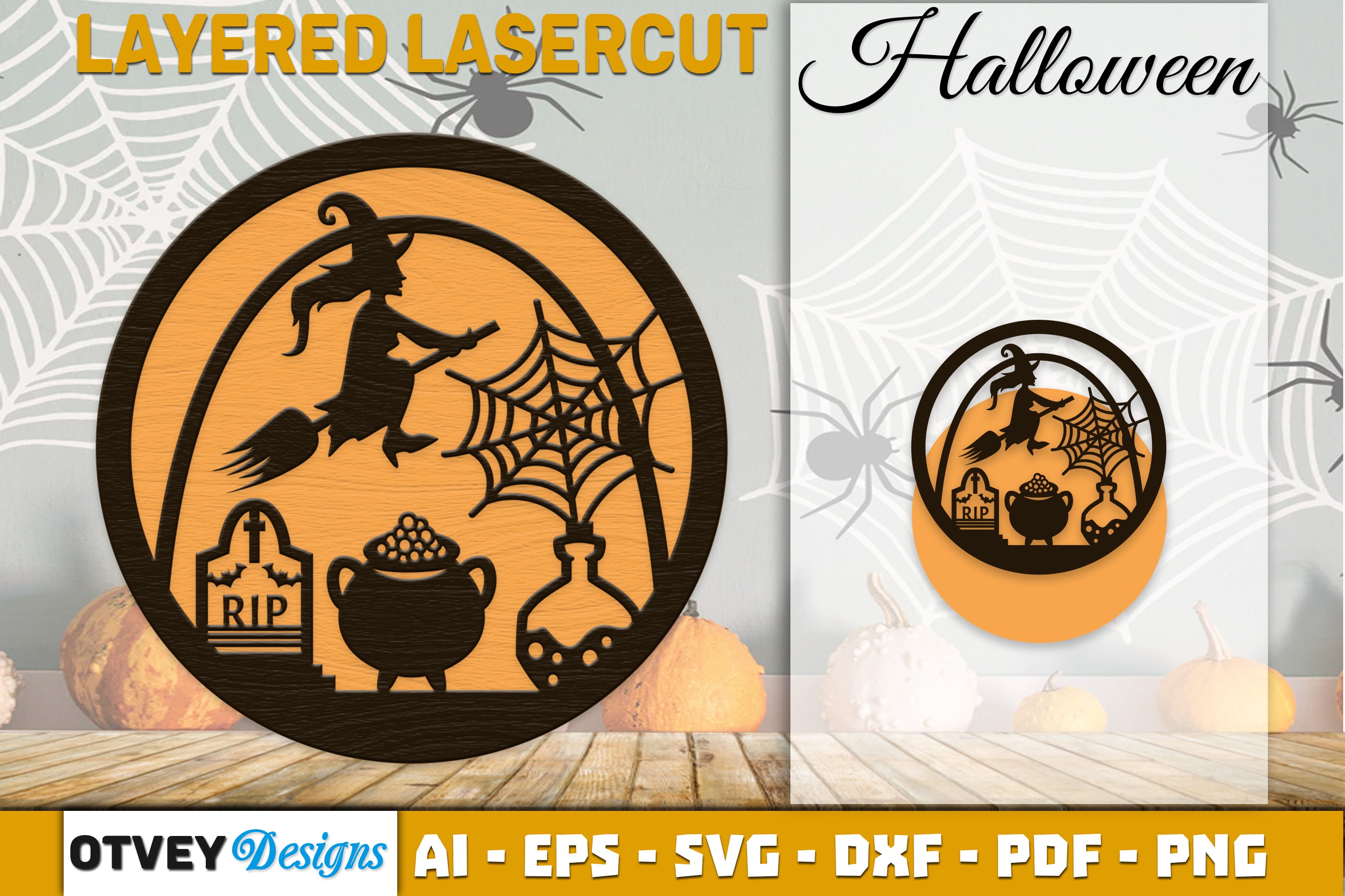 Halloween Round Layered Lasercut SVG Bundle
