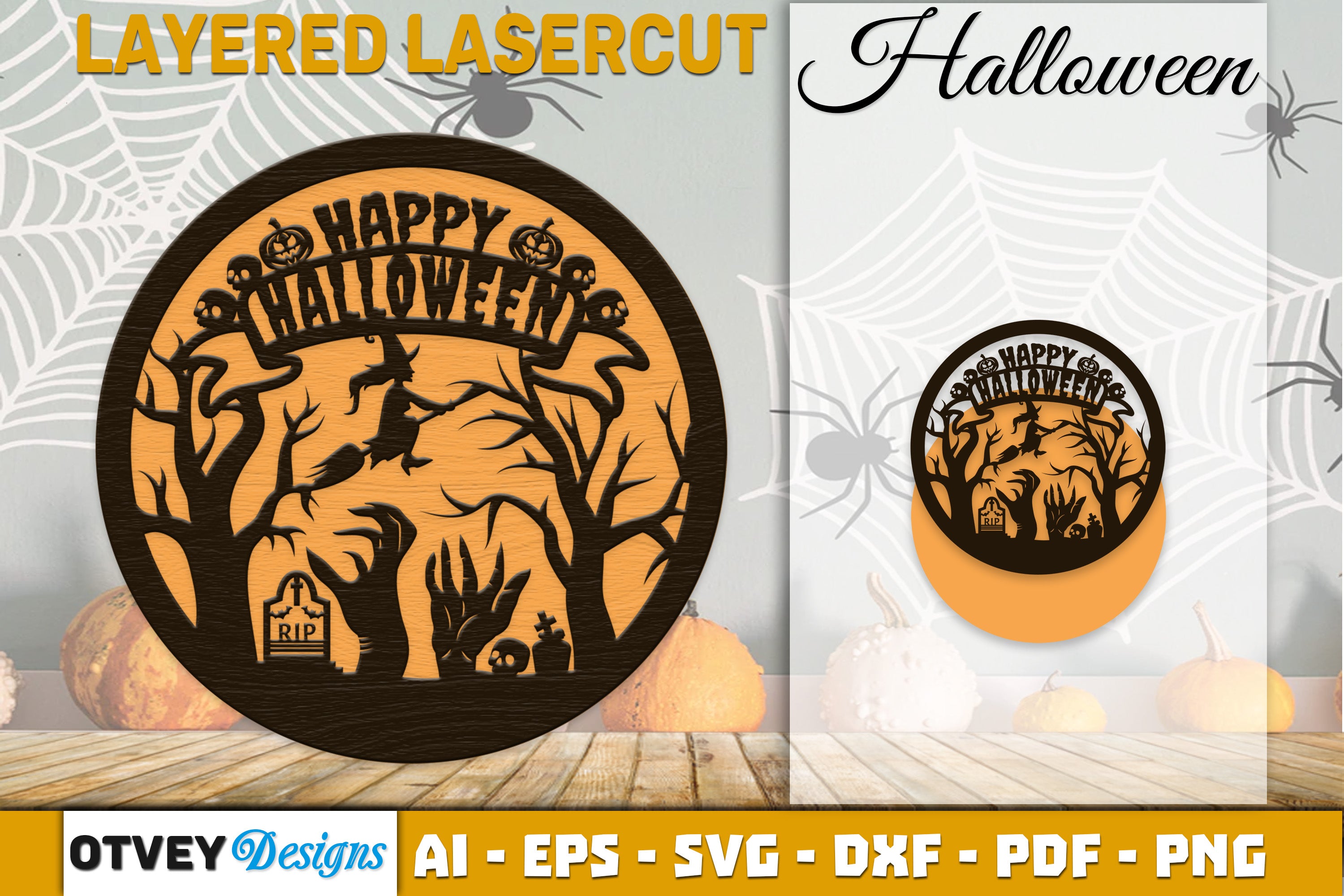 Halloween Round Layered Lasercut SVG Bundle