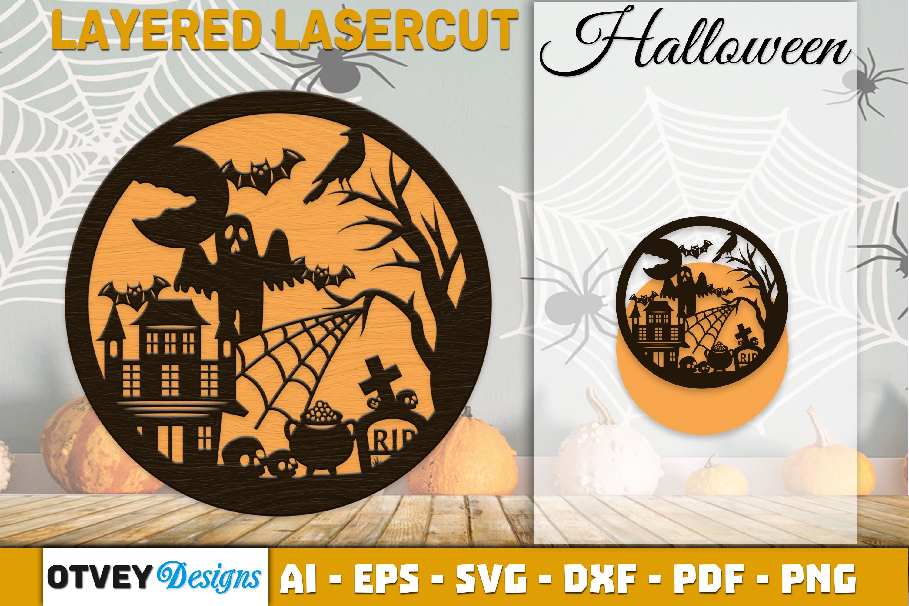 Halloween Round Layered Lasercut SVG Bundle