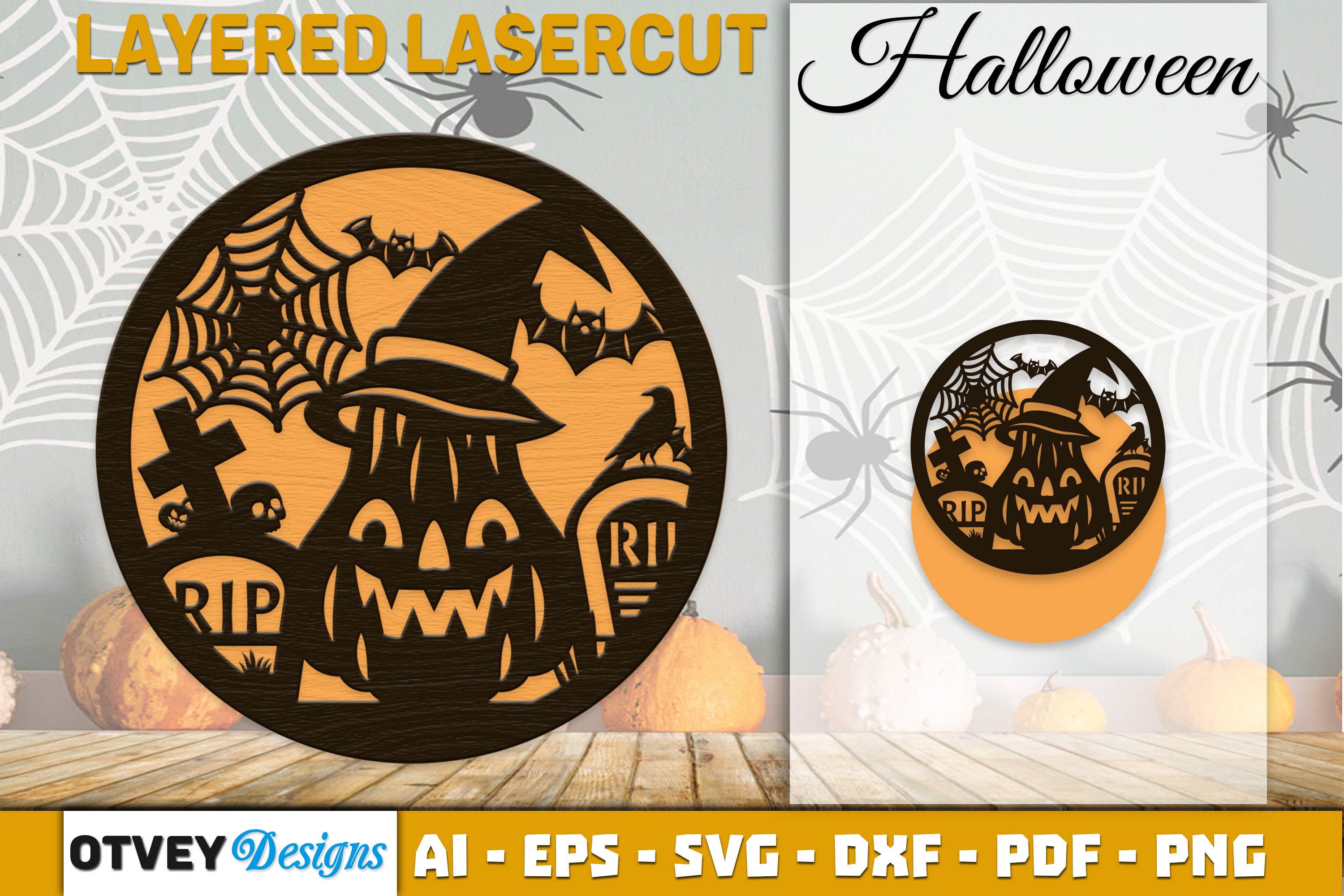 Halloween Round Layered Lasercut SVG Bundle