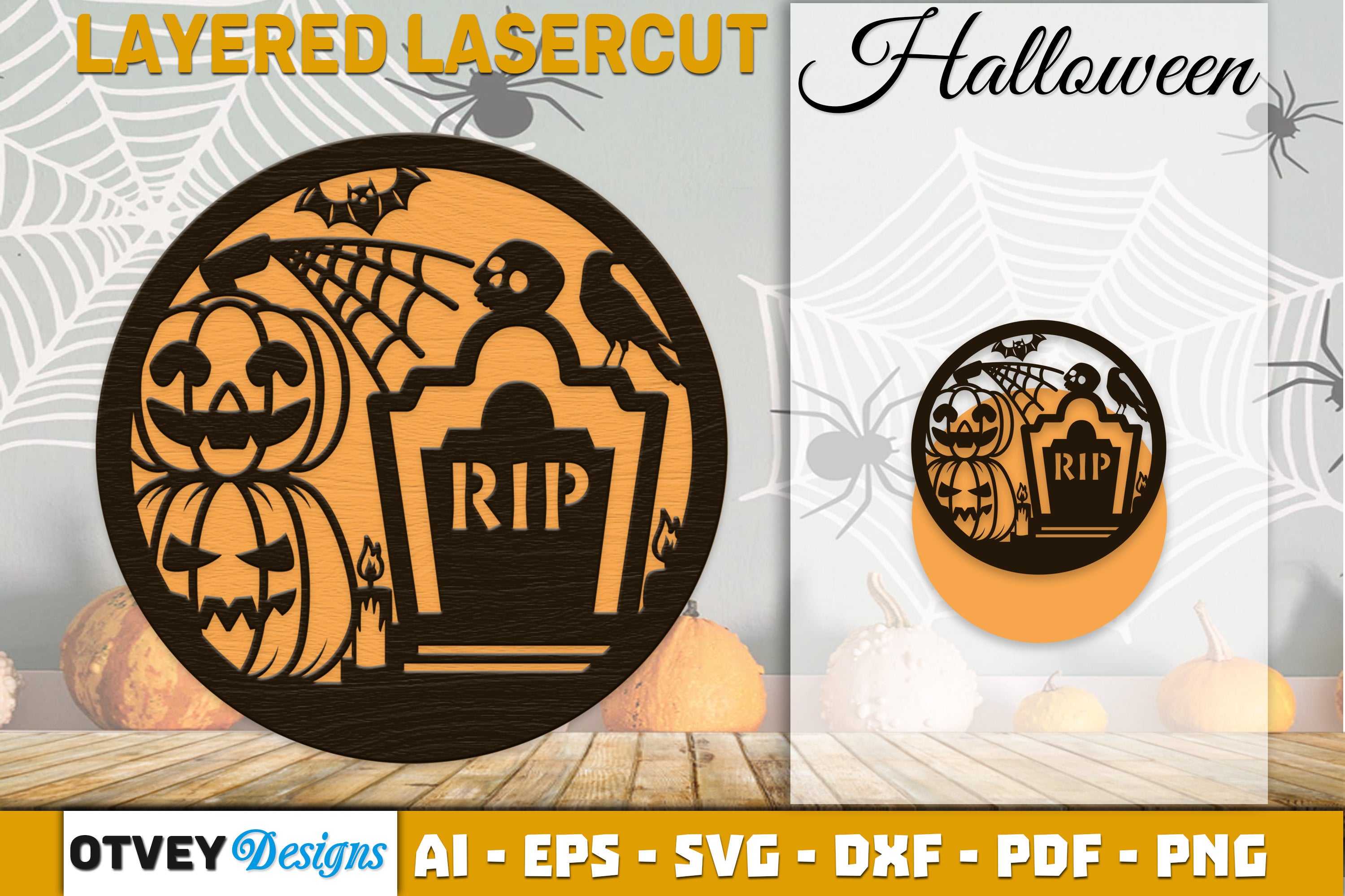 Halloween Round Layered Lasercut SVG Bundle