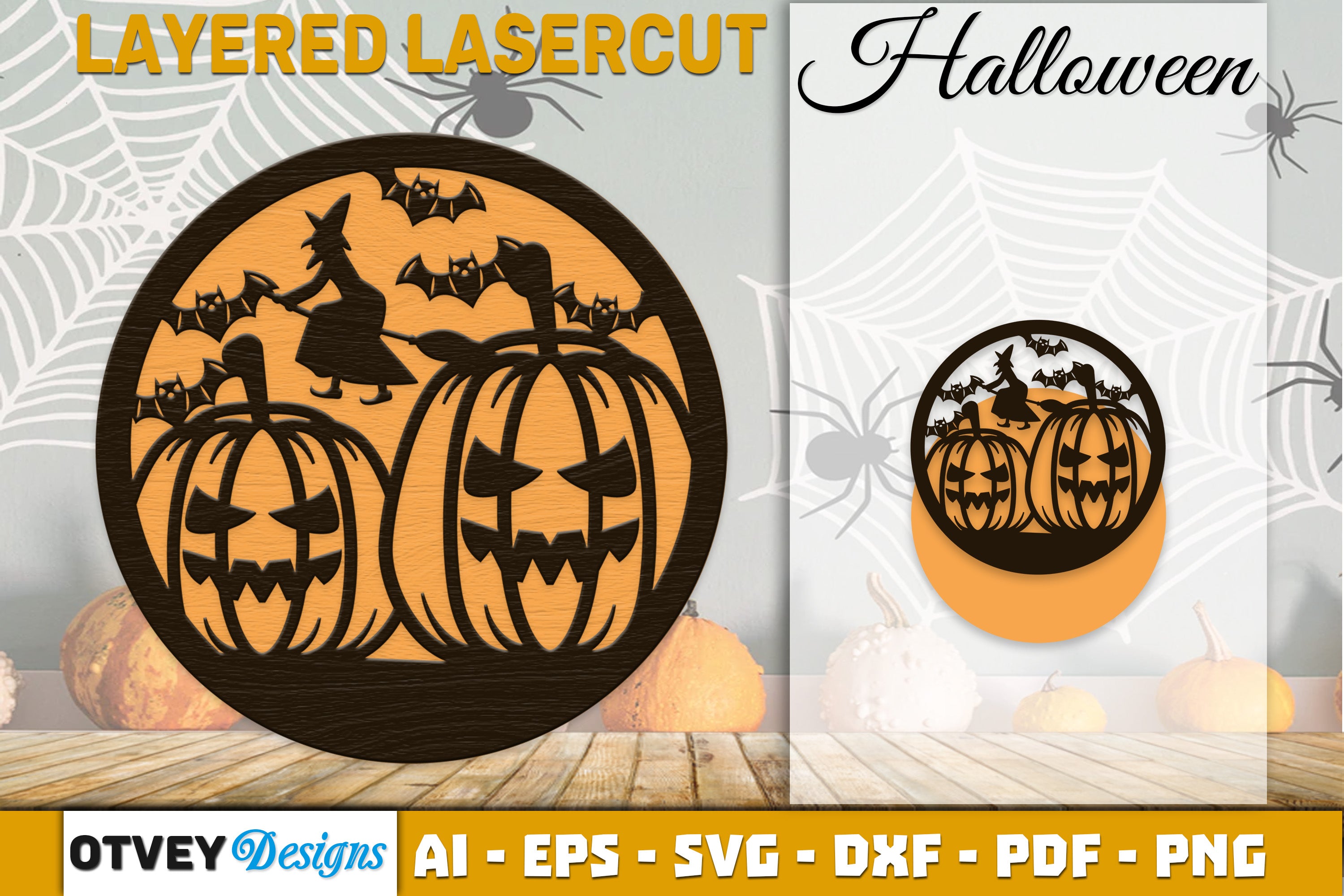 Halloween Round Layered Lasercut SVG Bundle