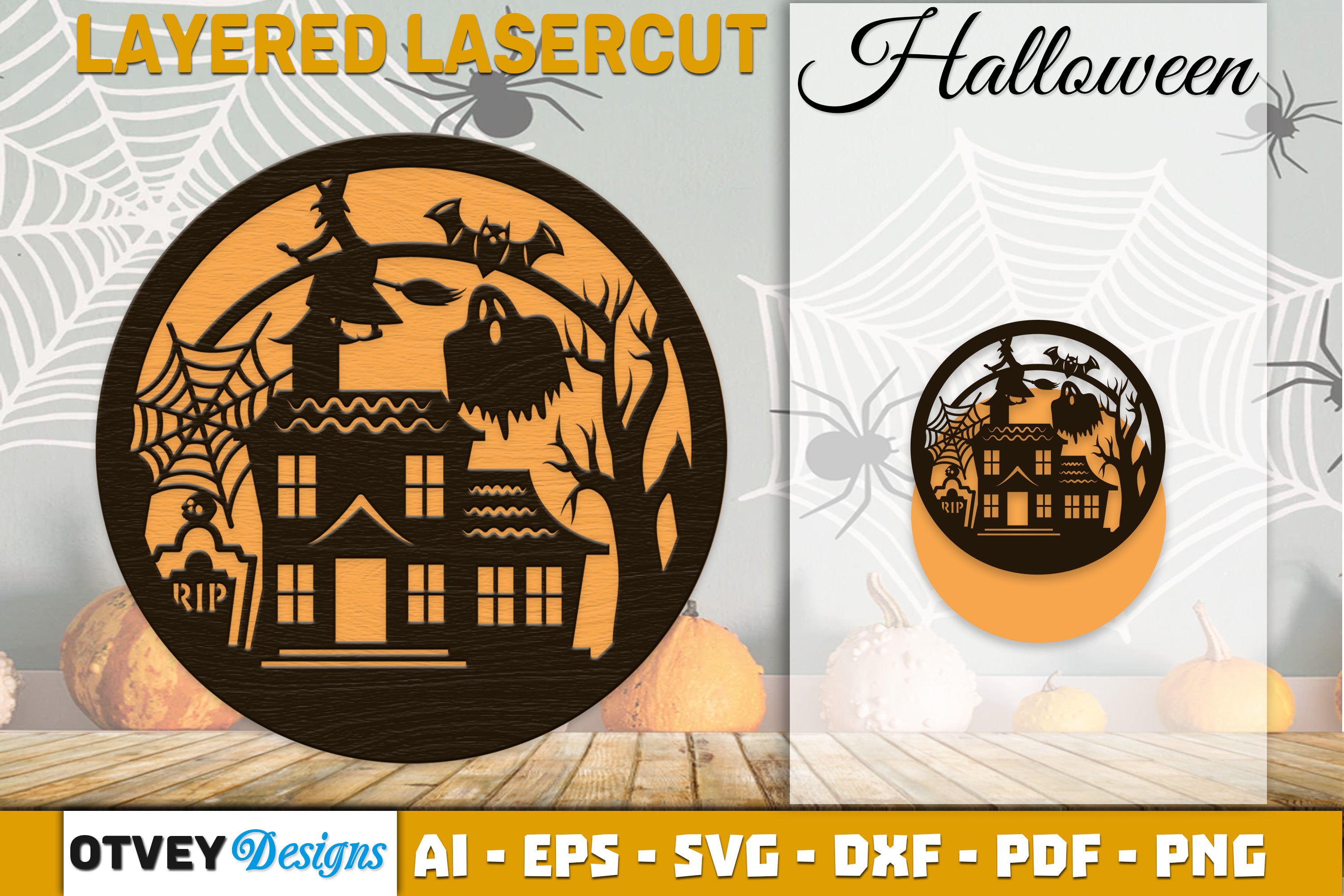 Halloween Round Layered Lasercut SVG Bundle