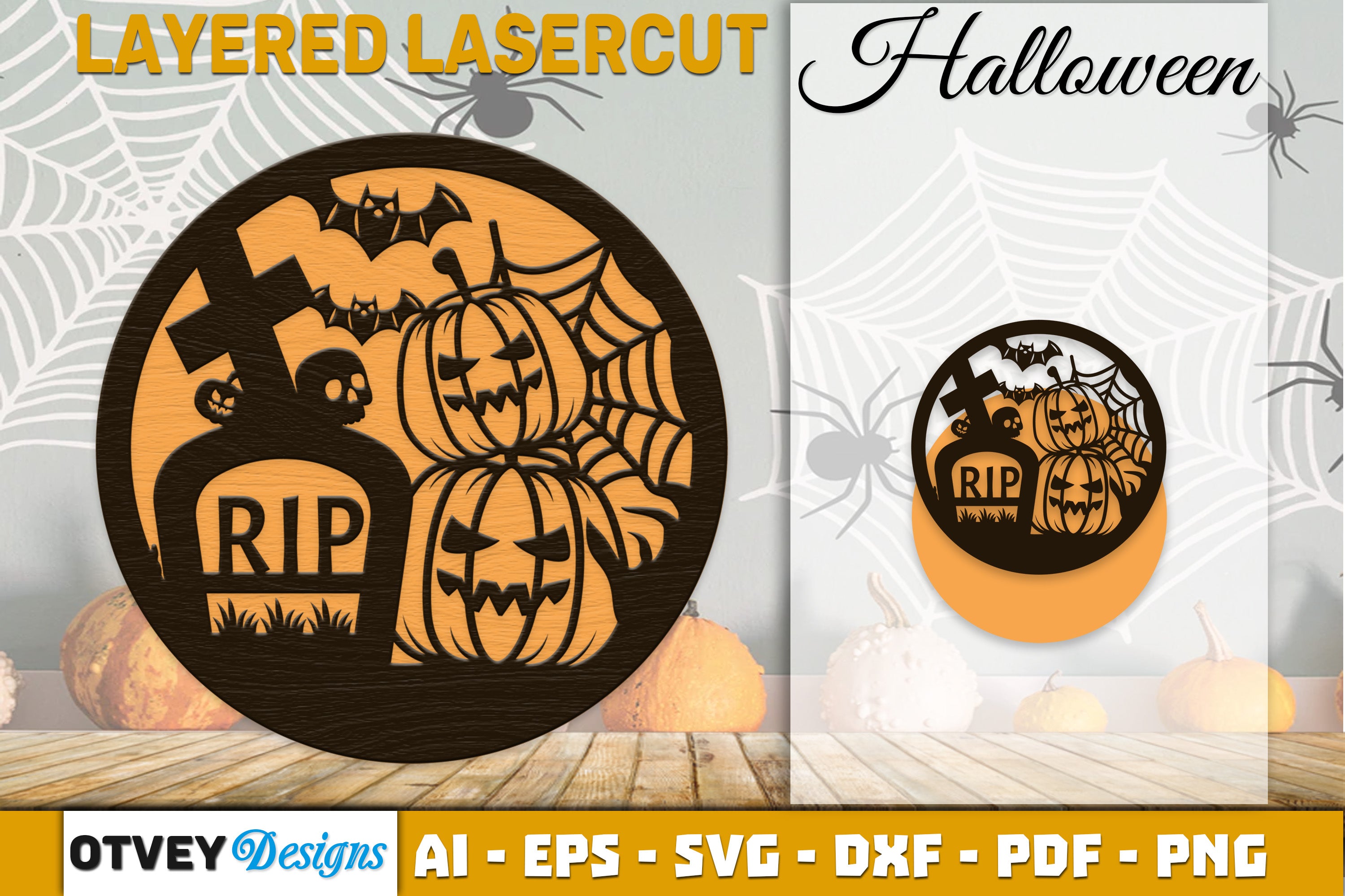 Halloween Round Layered Lasercut SVG Bundle