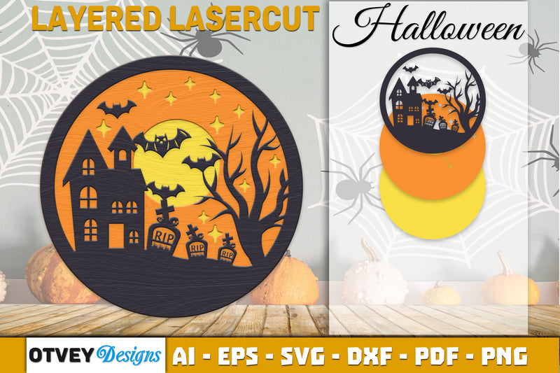 Halloween Scene Round SVG Bundle - CraftNest - Digital Crafting and Art