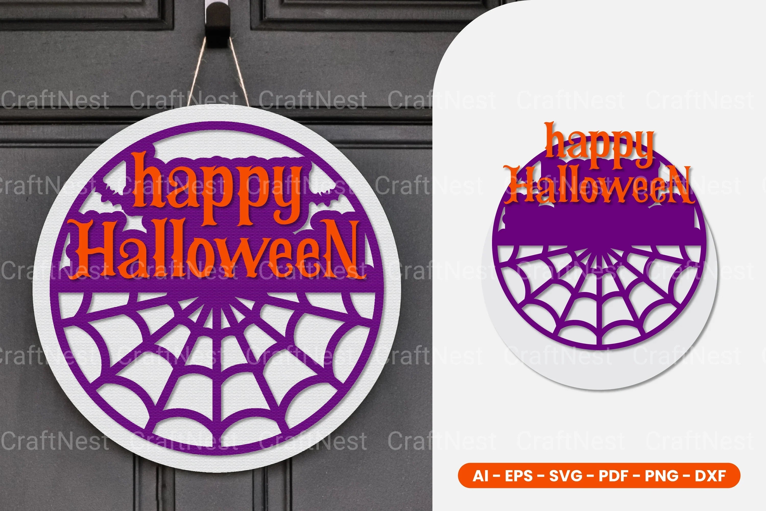 Halloween Round Sign Lasercut SVG Bundle - CraftNest - Digital Crafting and Art