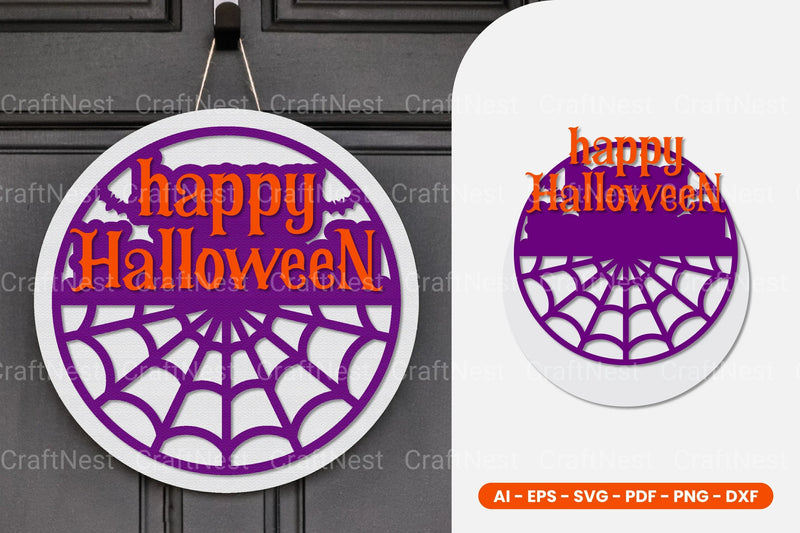 Halloween Round Sign Lasercut SVG Bundle - CraftNest - Digital Crafting and Art