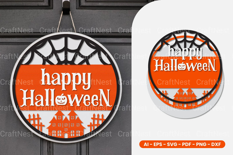 Halloween Round Sign Lasercut SVG Bundle - CraftNest - Digital Crafting and Art