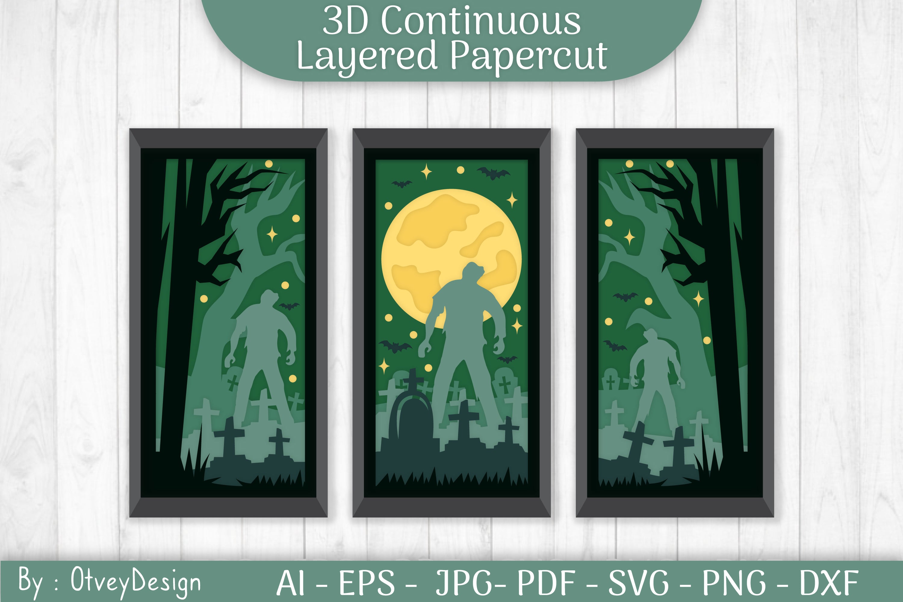 Halloween Scene Continuous Layered Papercut SVG Bundle