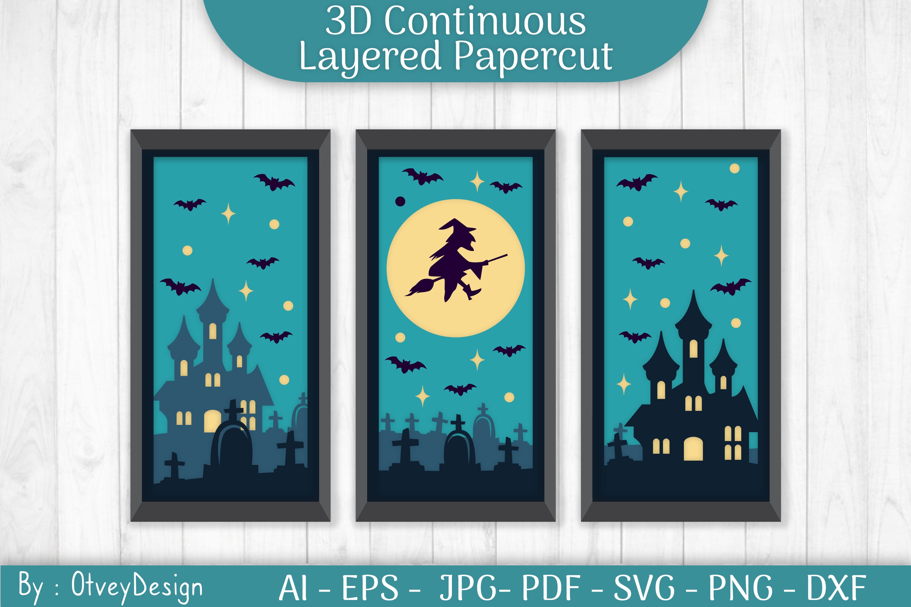 Halloween Scene Continuous Layered Papercut SVG Bundle