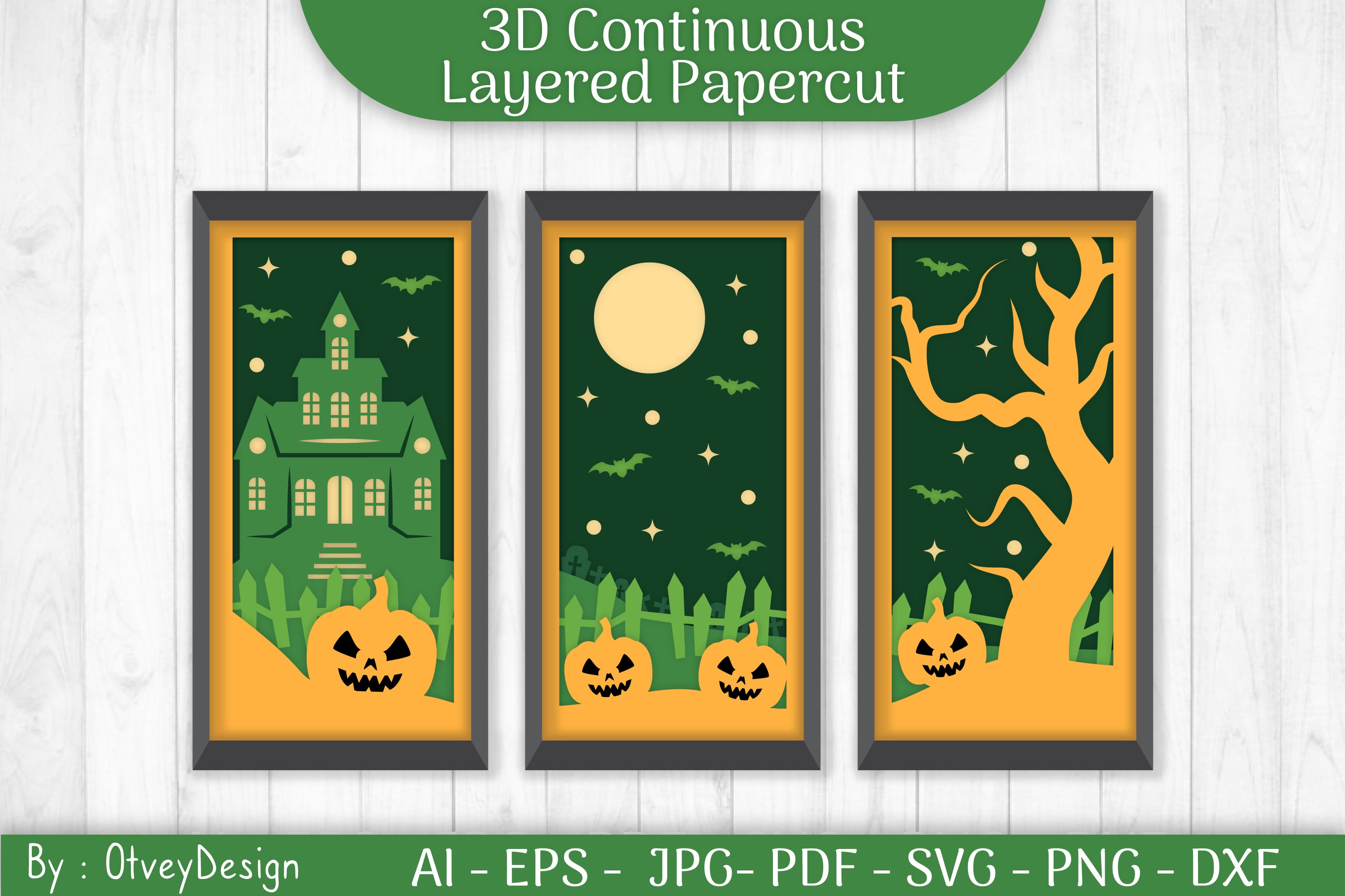 Halloween Scene Layered Papercut SVG Bundle