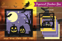 Halloween Scene Papercut Shadow Box SVG Bundle - CraftNest - Digital Crafting and Art