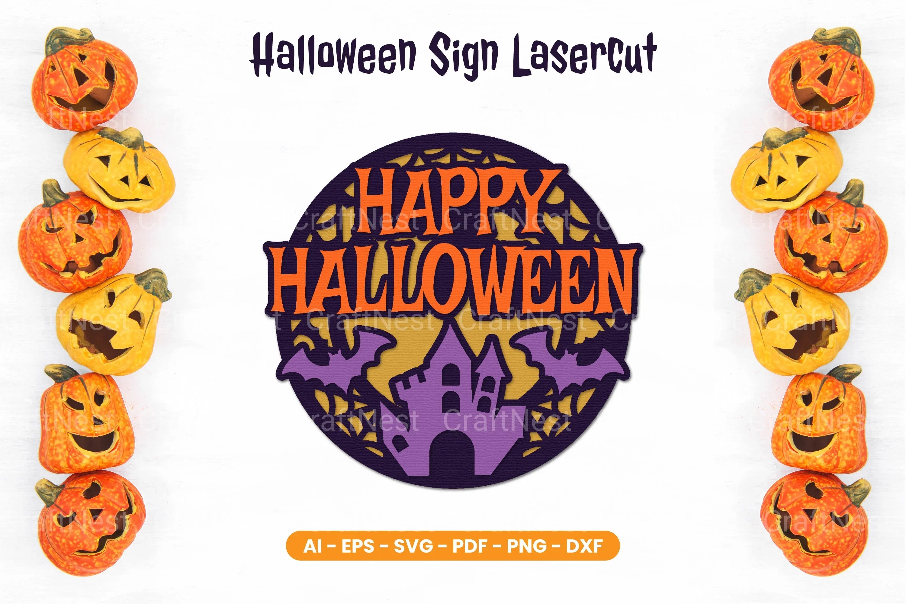 Halloween Sign Lasercut SVG Bundle - CraftNest - Digital Crafting and Art