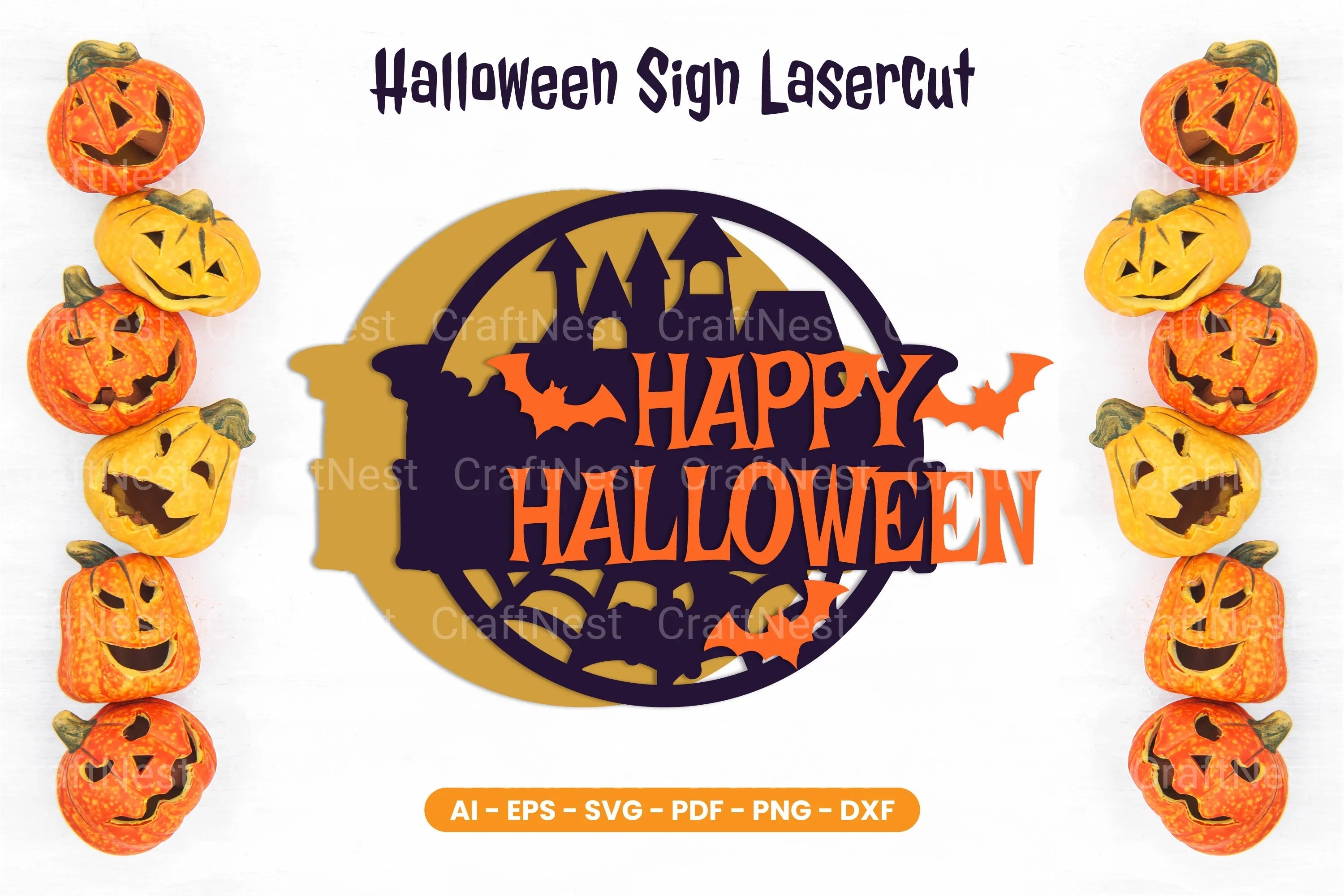 Halloween Sign Lasercut SVG Bundle - Clipart Bundle - CraftNest - Digital Crafting and Art