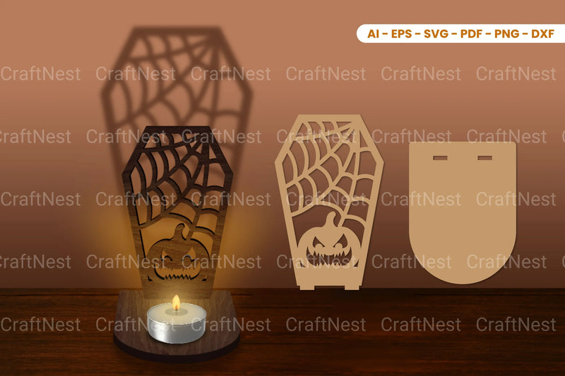 Halloween Tealight Candle Holder Laser Cut SVG Bundle - CraftNest - Digital Crafting and Art
